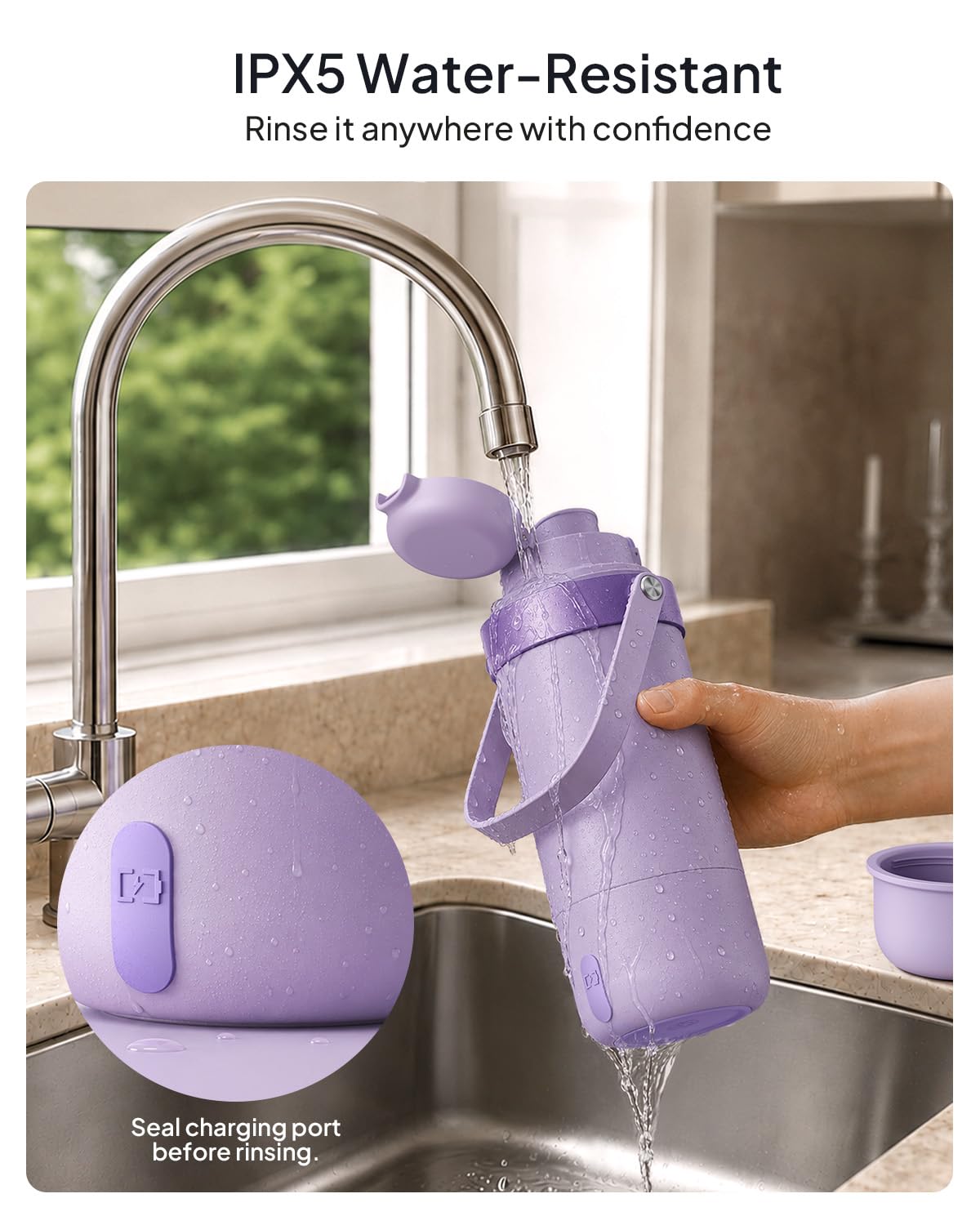 Nurturewise Calentador de botellas portátil, el primero del mundo con funda de protección de batería y esterilizador incorporado, IPX5 resistente al agua, triple a prueba de fugas, calentamiento