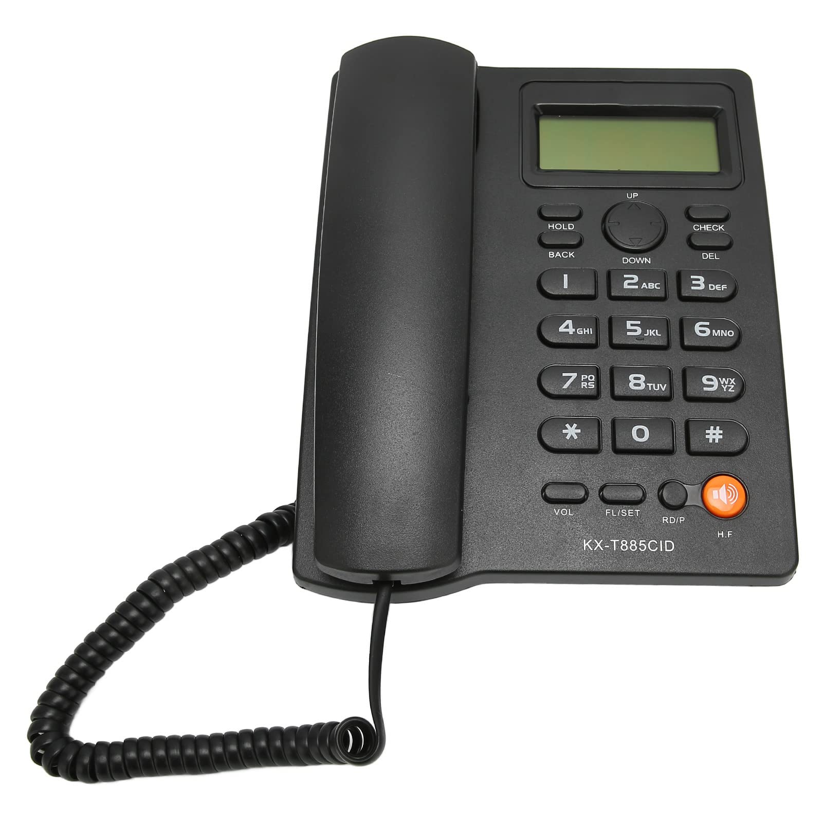 Teléfono Fijo, Interfaz Dual Marcación Rápida Teléfono con Cable Función de Silencio de Reducción de Ruido con Auricular para Familia para Hotel para Centro de Llamadas (Black)
