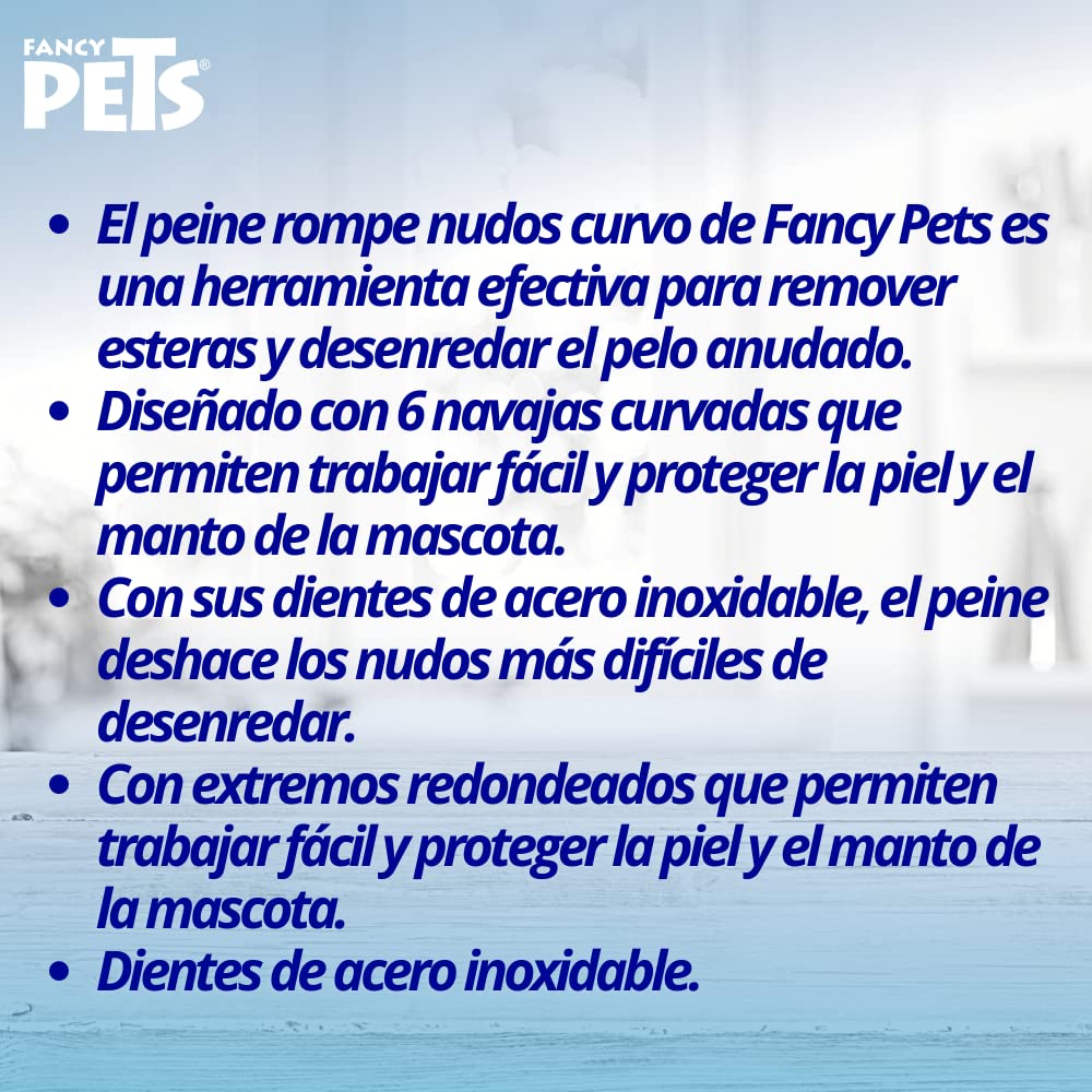 Fancy Pets Peine Rompenudos Curvo para Perro con 6 Navajas Cortas