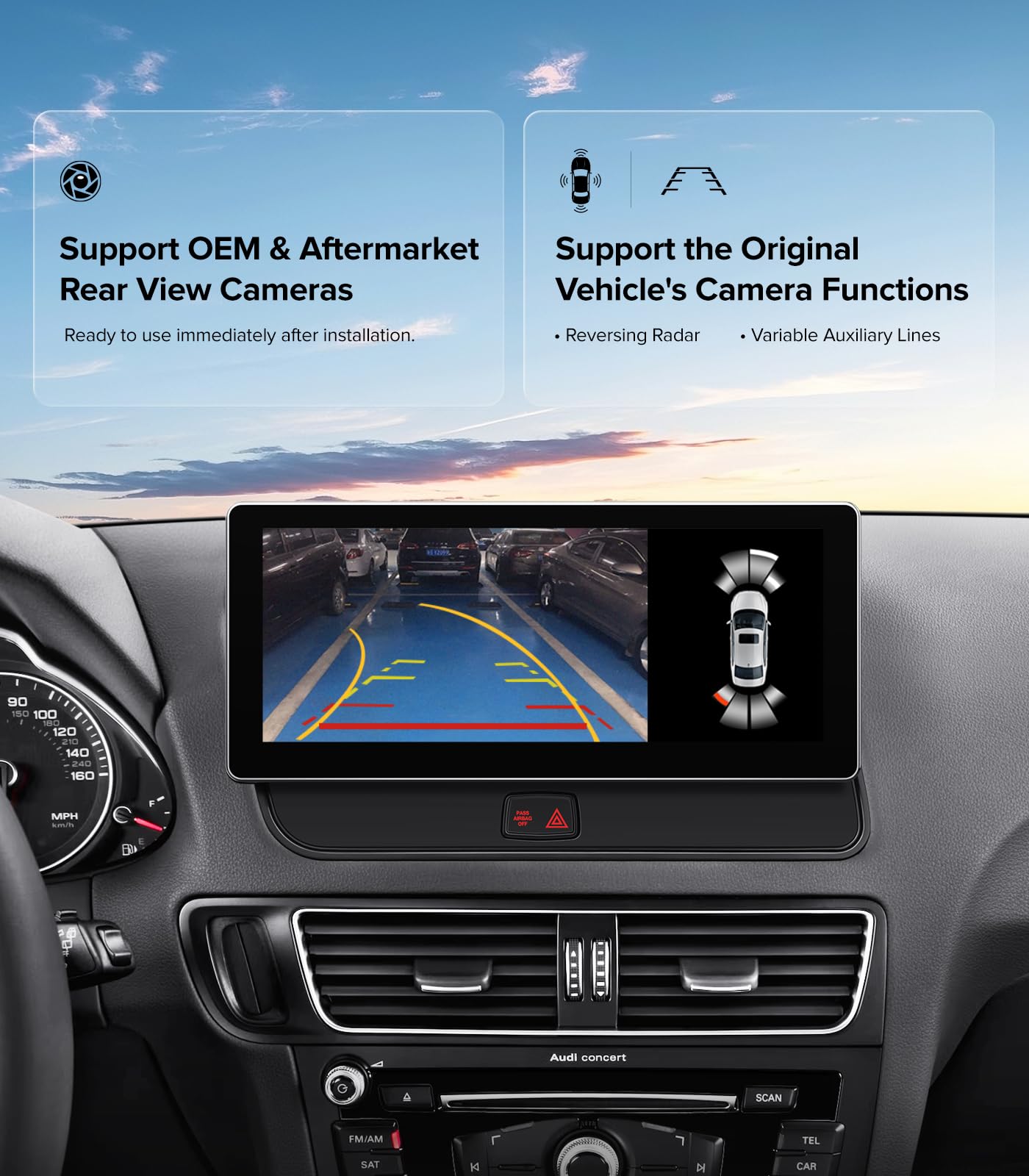 Estéreo inalámbrico CarPlay de 10.25 pulgadas para Audi Q5 SQ5 2009-2017 con sistema Audi Concert & Symphony (3GMMI) | visualización táctil HD | Dual OS (OEM+Linux) Radio de coche USB Reproducción de