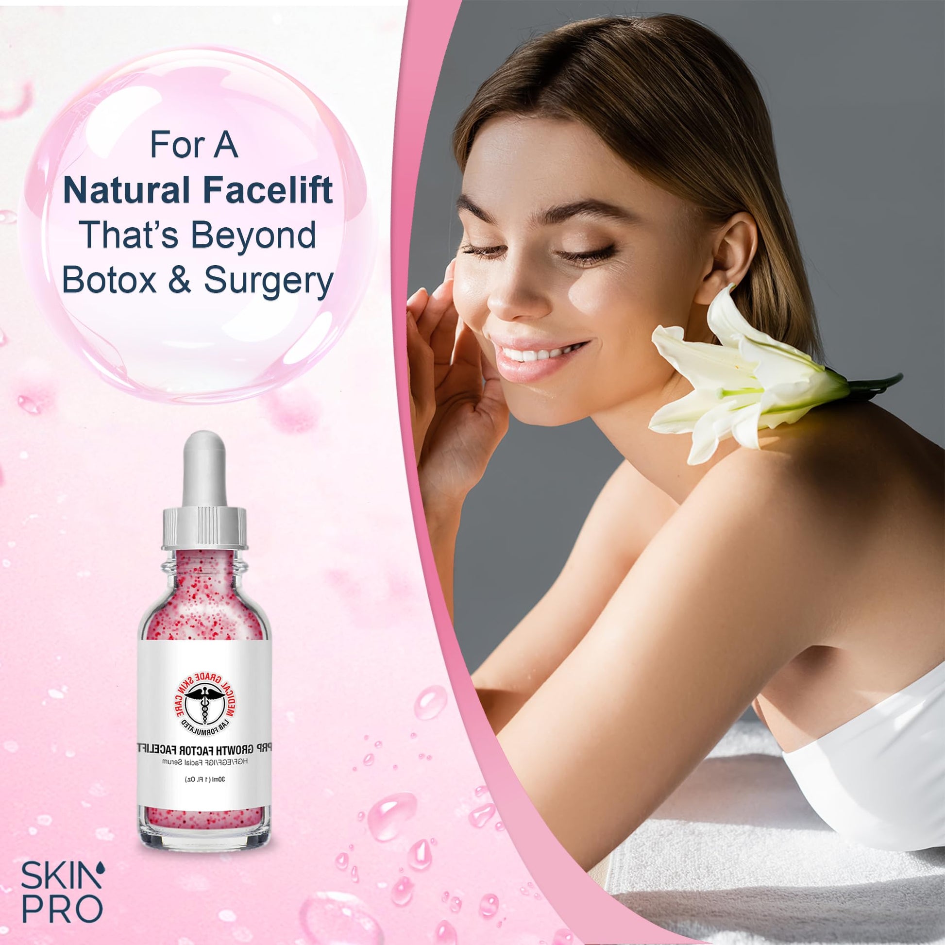 Skin Pro Skin Care - Suero facial de factor de crecimiento PRP, factor de crecimiento epidérmico, HGF, IGF, aceite facial de suero facial para arrugas, suero para cara, cuidado facial, suero para ojos, suero hidratante