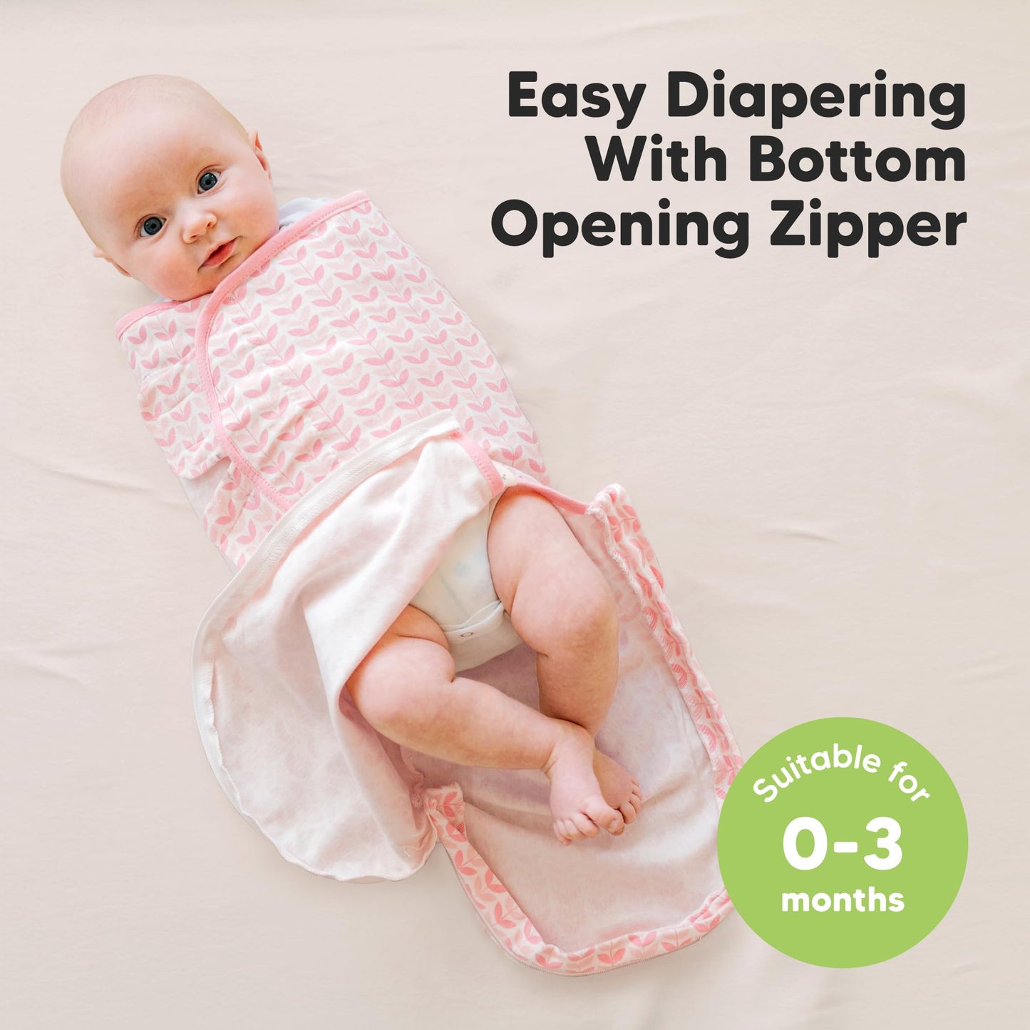 KeaBabies Sacos de Dormir para bebé con Cierre, Paquete de 3 pañales para recién Nacidos de 0 a 3 Meses, bebés, niñas, niños, Saco de Dormir Suave y Duradero, Manta de pañales fácil de Cambiar (Flor)