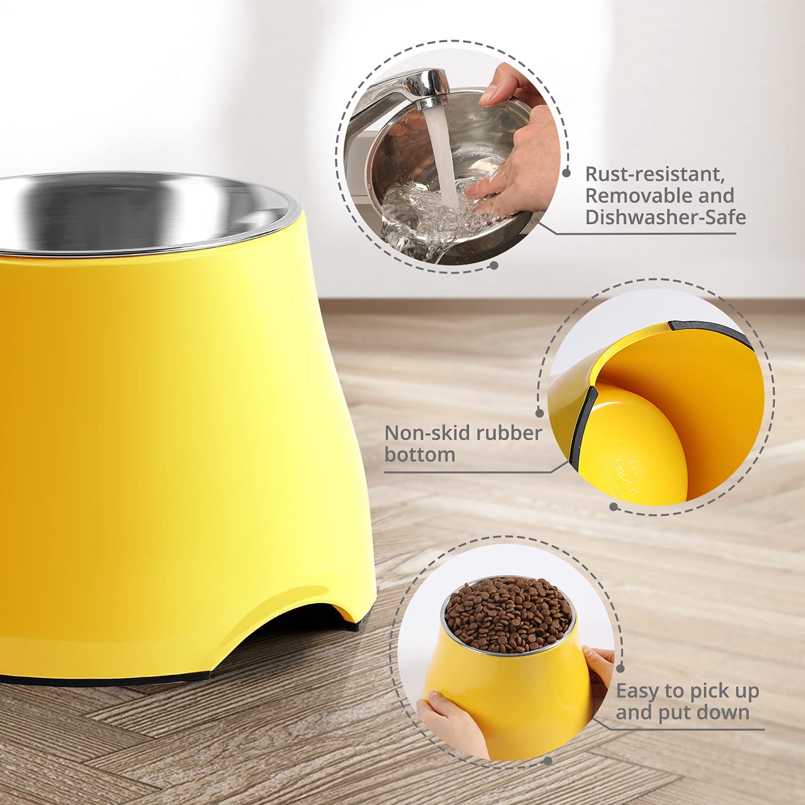 Cuencos Elevados Yoken con Tazón de Acero Inoxidable coloridos y Antideslizantes para Prevención de Enfermedades en Vértebras para Perros