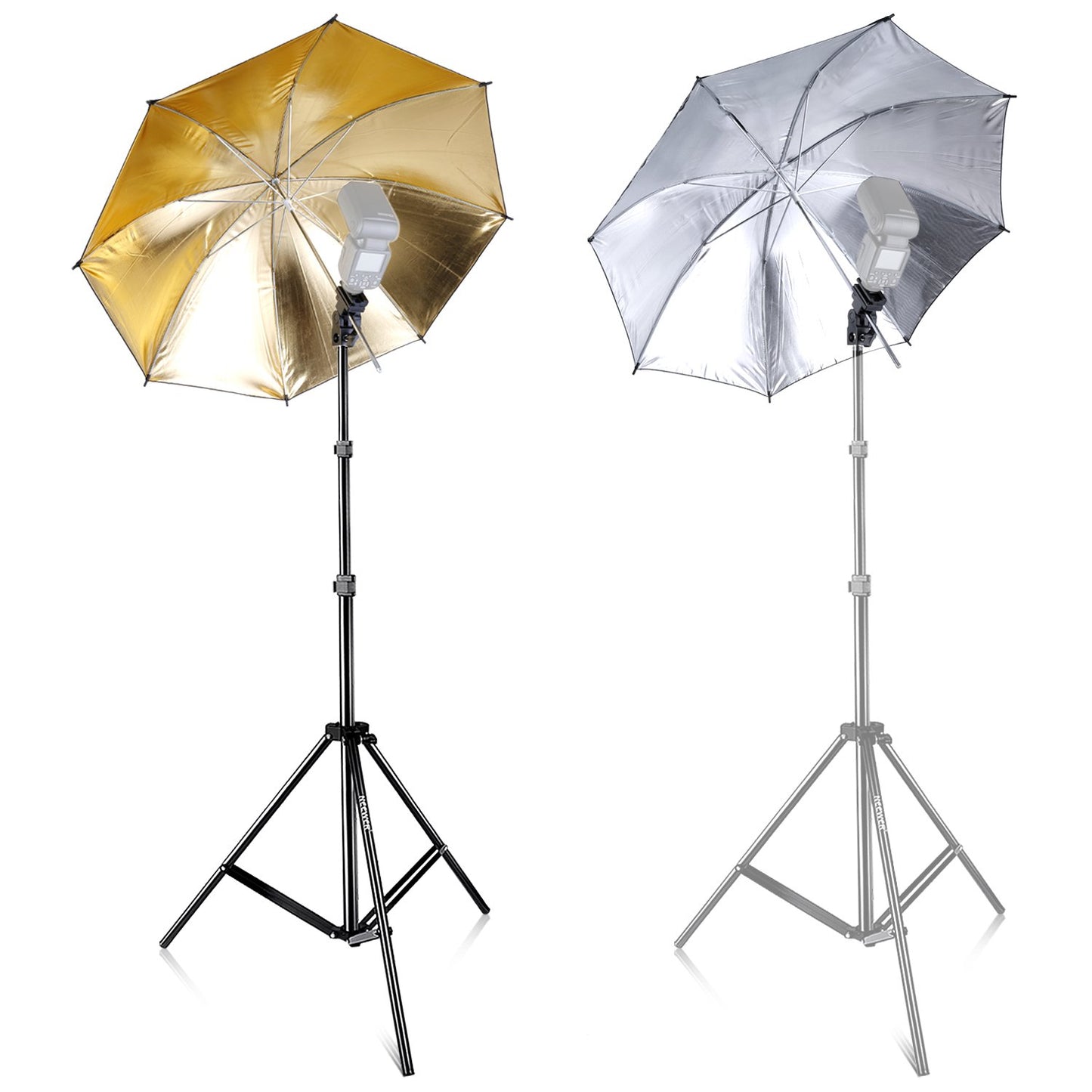 Neewer® Kit de Tres Paraguas, 84 cm, Blanco, Suave, Plateado, Reflectante, Dorado, para Canon 430EX II, 580EX II, Nikon SB600 SB800, Yongnuo YN 560, YN 565, TT560, TT680