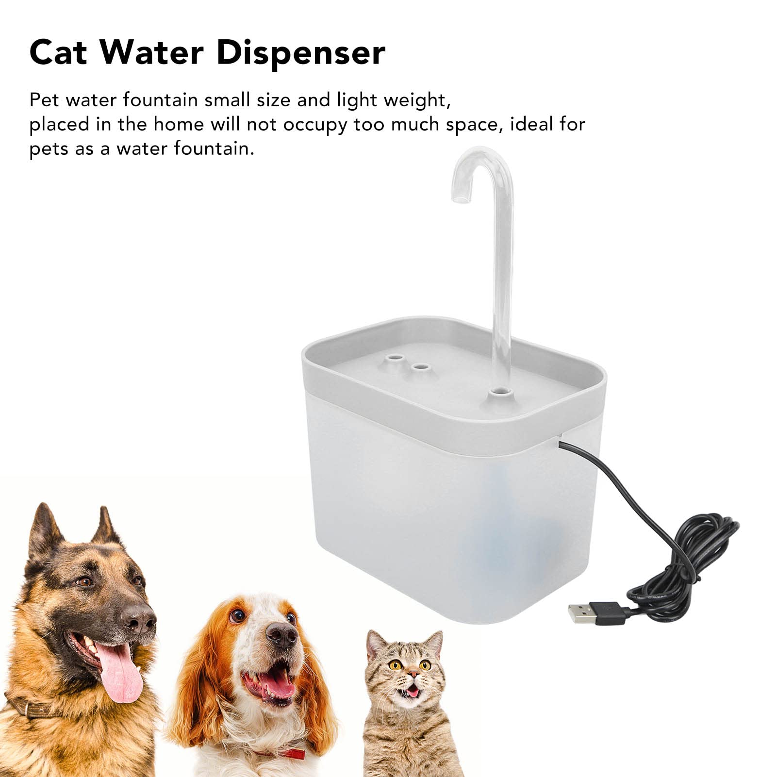 ciciglow Fuente de Agua para Gatos, 1.5 L, Flujo de Circulación Automático Silencioso, Impermeable, 11x13x15.5 Cm (Blanco Transparente)