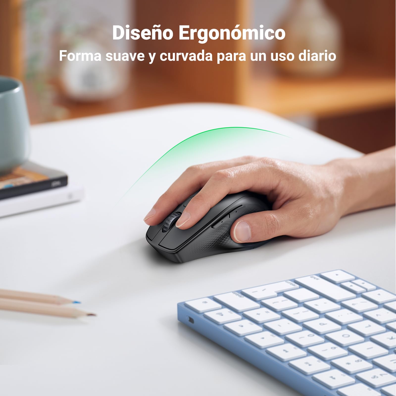 Ratón Bluetooth UGREEN Negro 6 Botones Ergonomía Avanzada 4 Niveles dpi