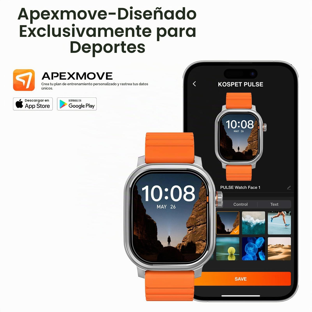 Reloj Inteligente KOSPET Pulse AMOLED Ultraligero Deportivo Bluetooth IP68 Impermeable 25 Días de Batería
