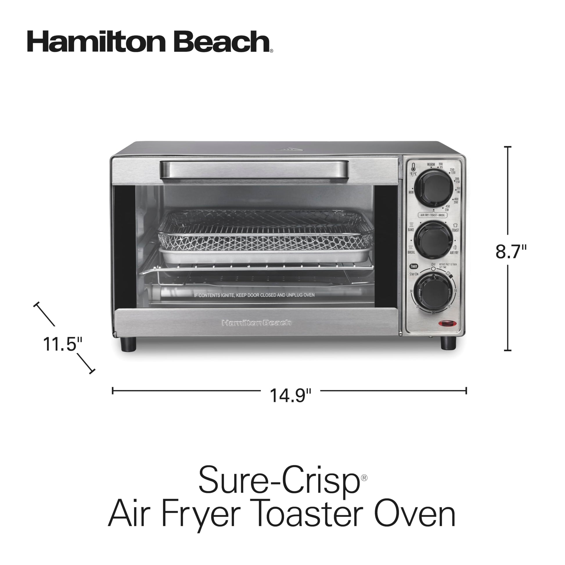 Hamilton Beach Horno tostador Sure-Crisp con freidor con aire
