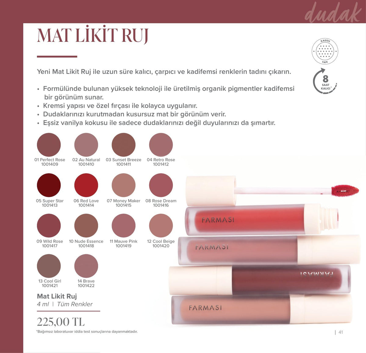 "FARMASI Pintalabios líquido mate 03 Sunset Breeze Waterproof, sin gluten, sin parabenos, 0,14 fl.oz / 4 ml", it_IT