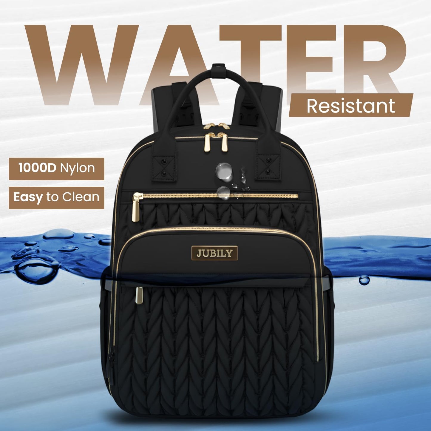 Mochila de pañales Jubily, mochila de viaje de 30L para mujeres, bolsa impermeable con 5 compartimentos, 20 bolsillos, ranuras para laptop y iPad, cambiador portátil, organizador de artículos