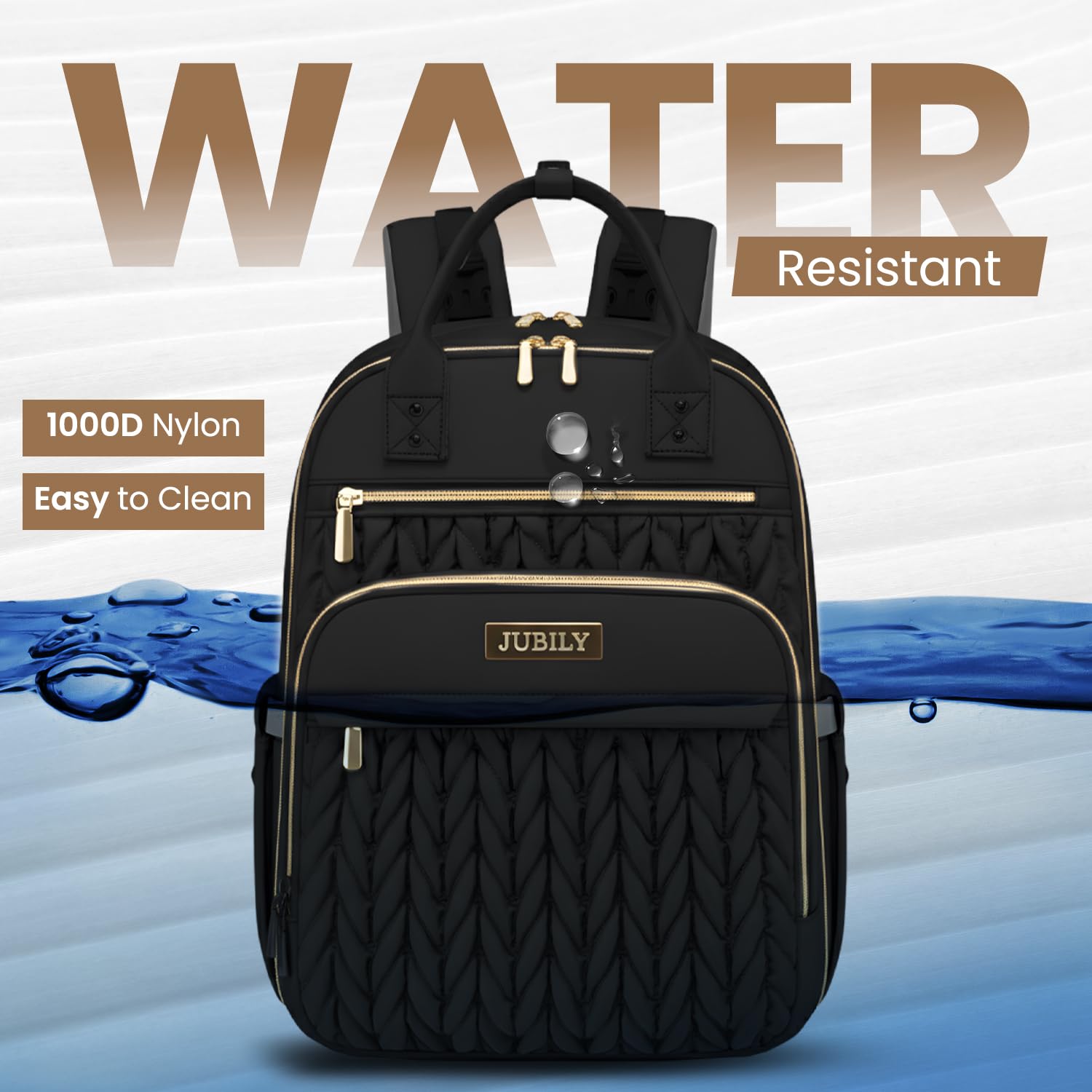 Mochila de pañales Jubily, mochila de viaje de 30L para mujeres, bolsa impermeable con 5 compartimentos, 20 bolsillos, ranuras para laptop y iPad, cambiador portátil, organizador de artículos