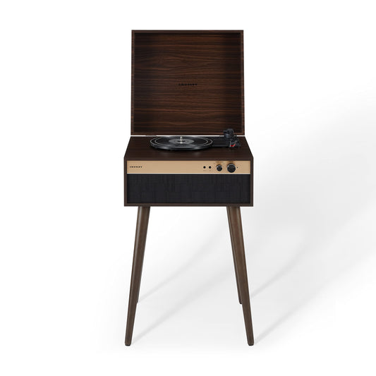 Crosley CR6236A-WA Jasper - Tocadiscos de Vinilo Bluetooth de 3 velocidades con Altavoces Integrados y Patas Desmontables, Color Nogal