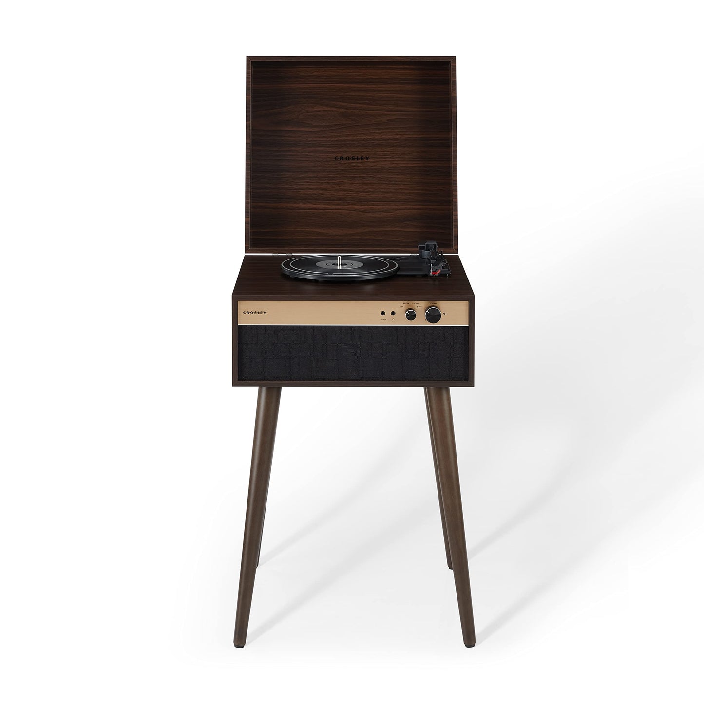 Crosley CR6236A-WA Jasper - Tocadiscos de Vinilo Bluetooth de 3 velocidades con Altavoces Integrados y Patas Desmontables, Color Nogal