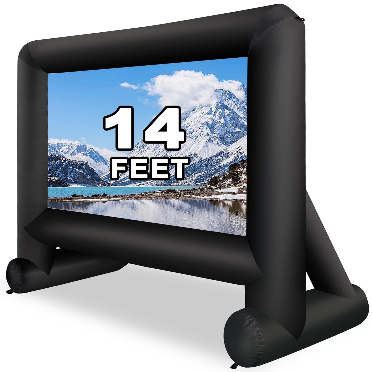 GZKYYLEGS - Pantalla Inflable para proyector de 14 pies con soplador de Aire y Bolsa de Almacenamiento, fácil de Instalar, proyección Delantera y Trasera para películas al Aire Libre, Noche, Patio