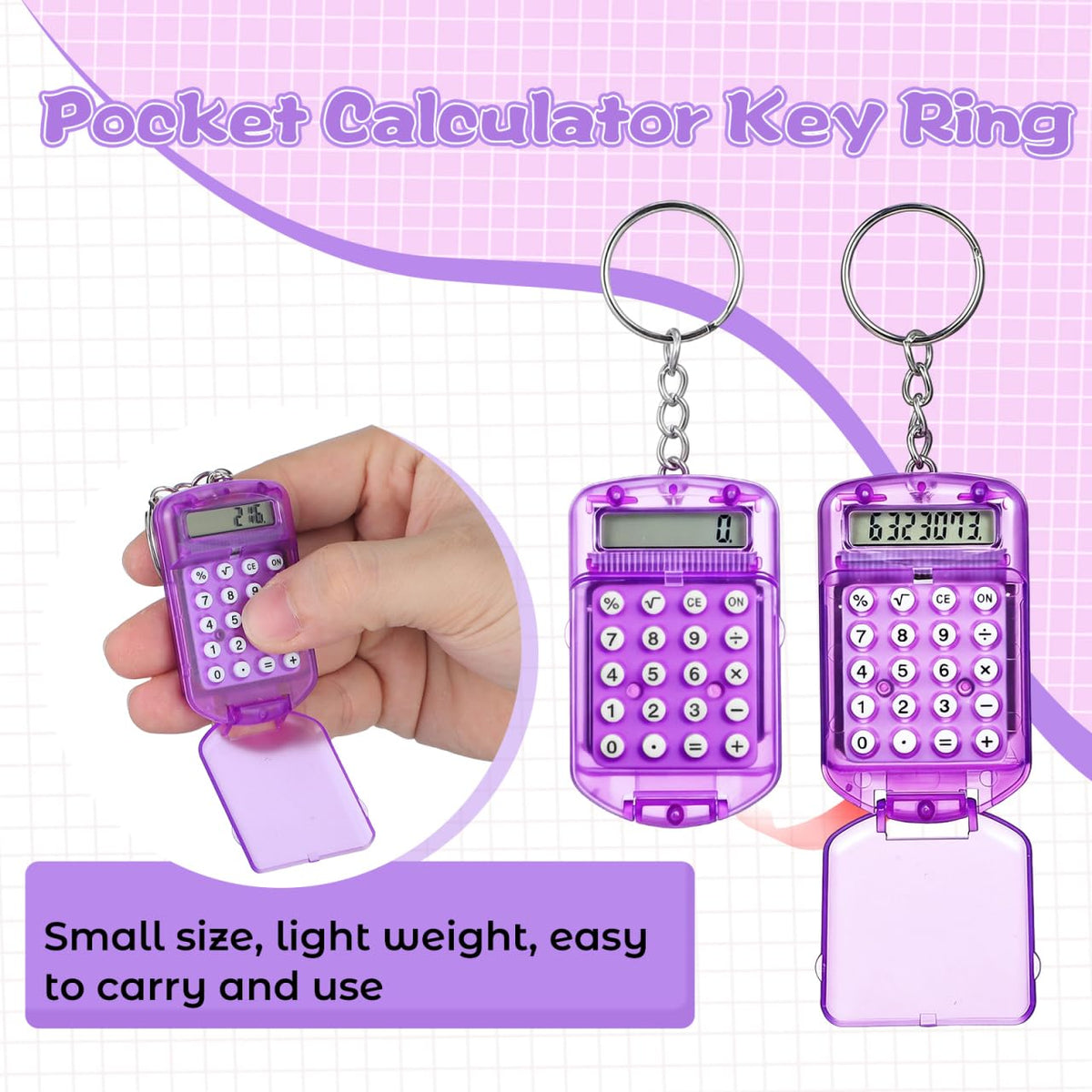 Calculadora de Bolsillo NUOBESTY Portátil Electrónica para Niños y Estudiantes 3 Piezas Color al Azar