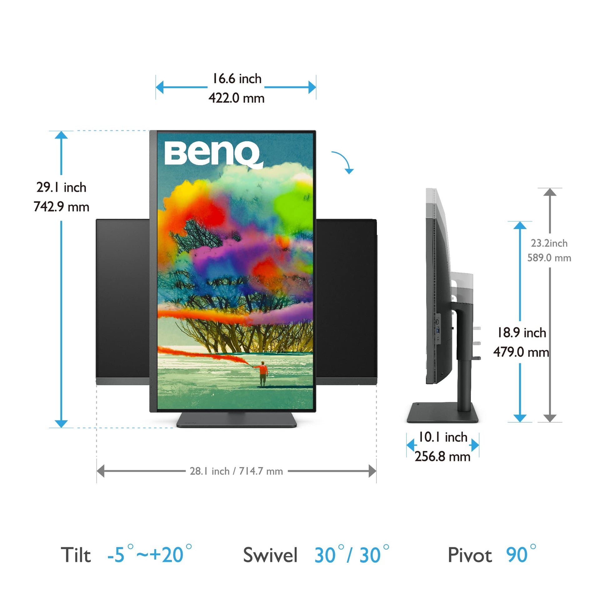 BenQ Monitor PD3205U 32” 4K, UHD, sRGB, Rec.709, HDR10, IPS, AQCOLOR, USB-C