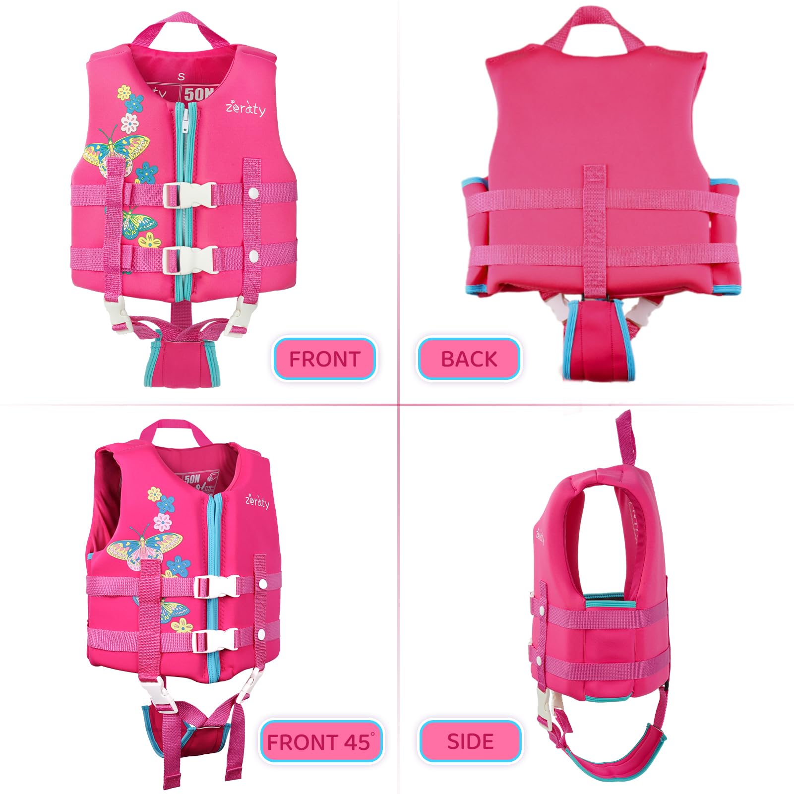 Chaleco de Natación Zeraty Rosa Neopreno para Niños 1-9 Años 8-35 kg