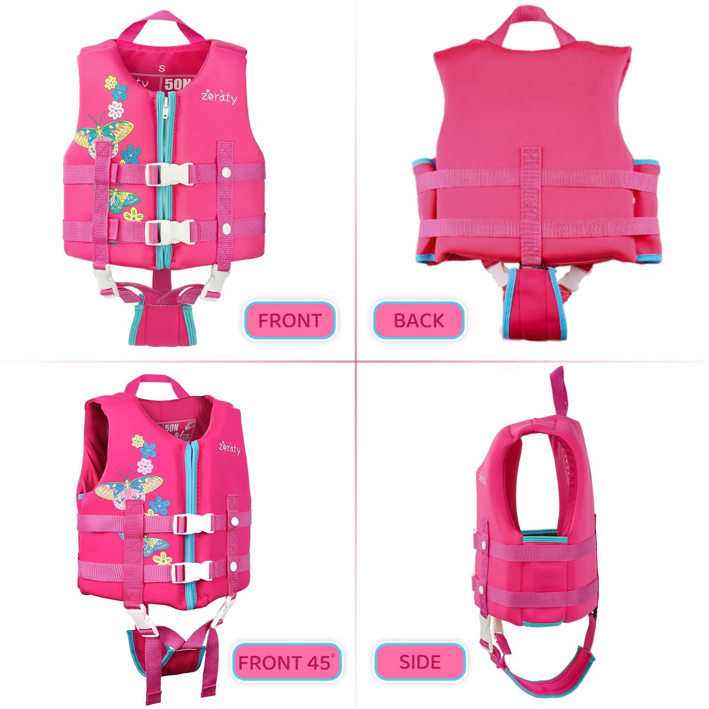 Chaleco de Natación Zeraty Rosa Neopreno para Niños 1-9 Años