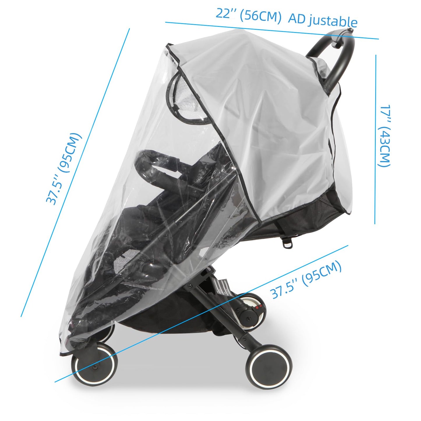 Hrzeem Cubierta de lluvia transparente universal para carriola, protección para clima de viaje, transpirable, impermeable, protege del sol, polvo, nieve