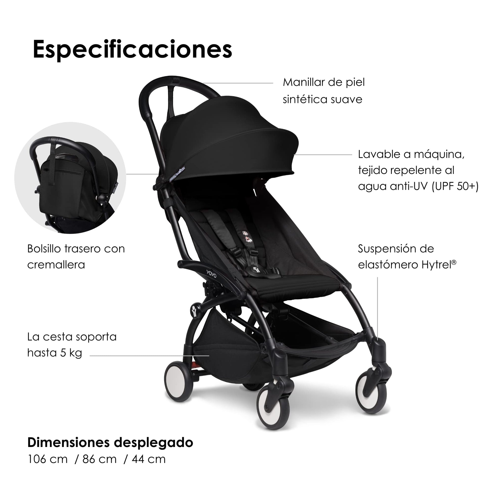 Babyzen Carriola YOYO² Chasis Negro Y Color Pack 6+ (Negro)