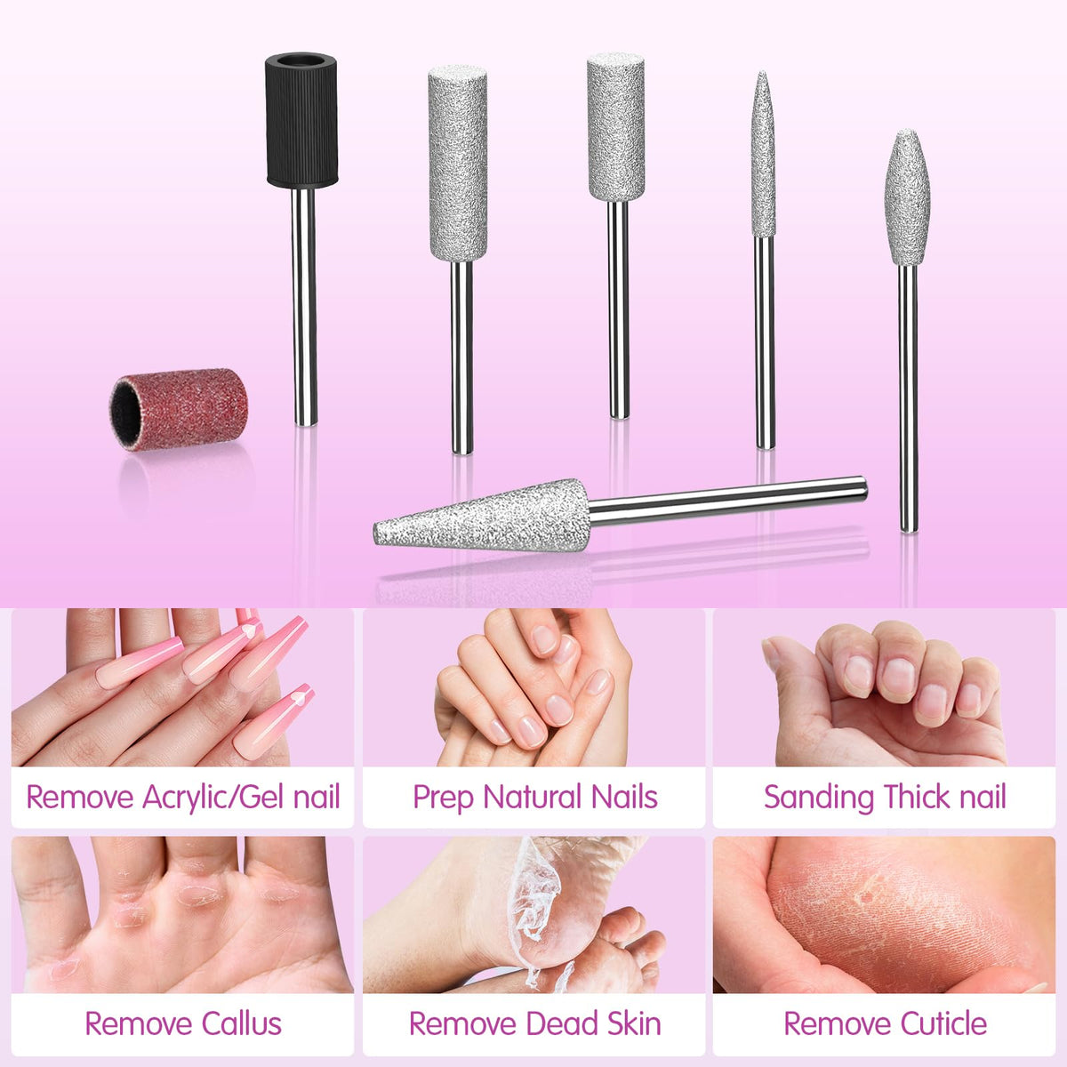 Taladro Eléctrico Subay Rosa Profesional para Uñas Acrílicas