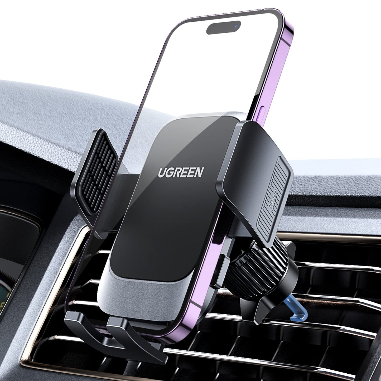 Soporte Celular Automóvil UGREEN Negro Giratorio 360° para iPhone y Galaxy