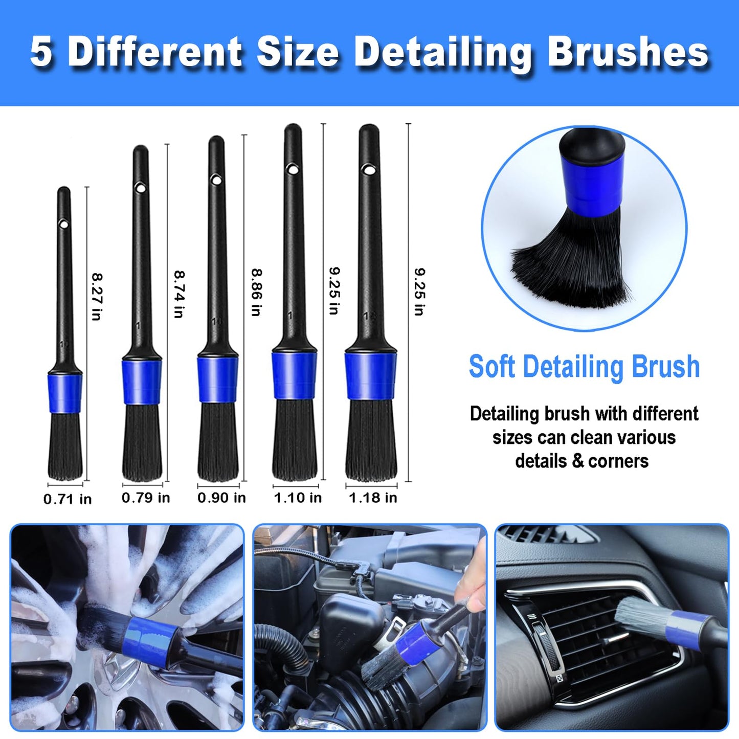 Kit de limpieza de interiores, kit de limpieza de interiores de coche, 17 piezas con aspiradora de mano, cepillos de detalles de coche, herramienta de limpieza de parabrisas, suministros de limpieza