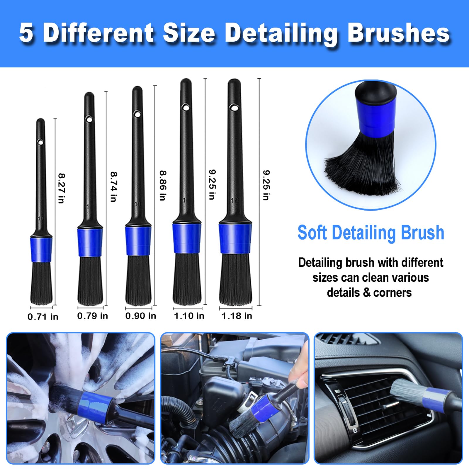 Kit de limpieza de interiores, kit de limpieza de interiores de coche, 17 piezas con aspiradora de mano, cepillos de detalles de coche, herramienta de limpieza de parabrisas, suministros de limpieza