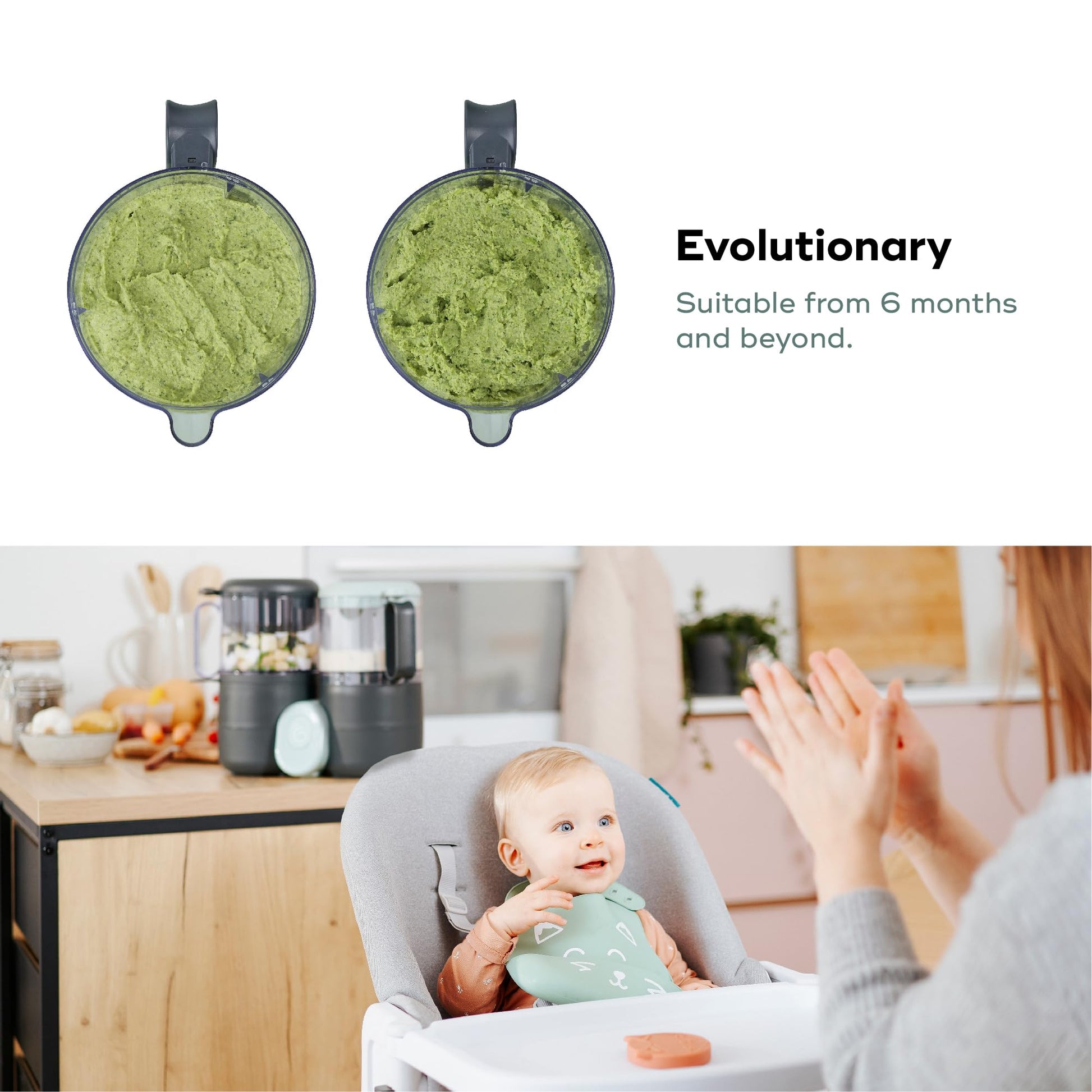 Babymoov Duo Meal Lite: Procesador de Alimentos para Bebés 4 en 1 con Vaporizador, Licuadora, Purés para Bebés, Calentador y Descongelador (Aprobado por Nutricionistas), Gris Oscuro