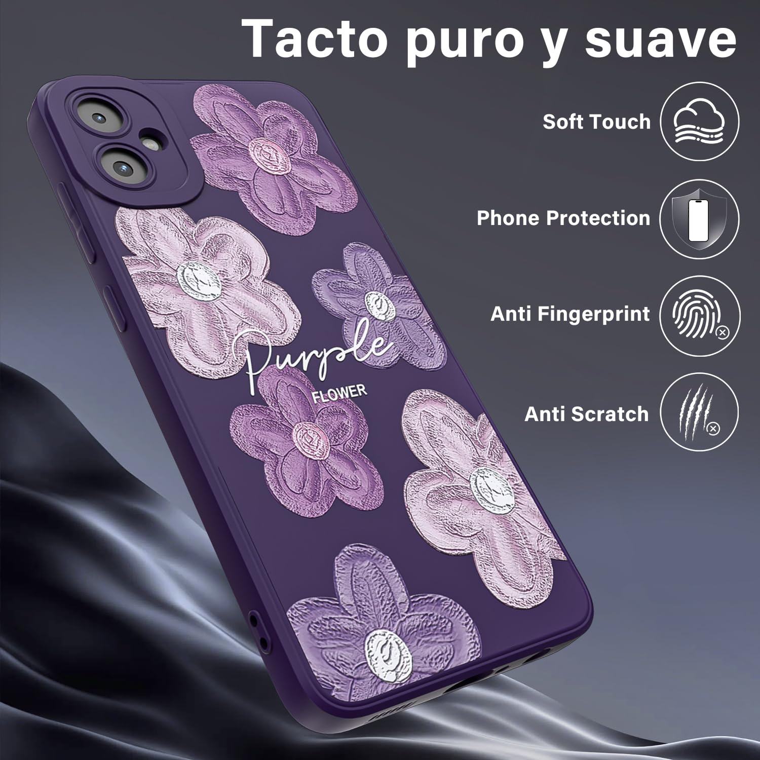 Threehao Funda para Samsung Galaxy A05, Ultra Delgado Flexible Suave TPU Silicona Carcasa con Moda Aesthetic Dibujos Flores, Antigolpes Anti-arañazos Protectora Case para Samsung A05
