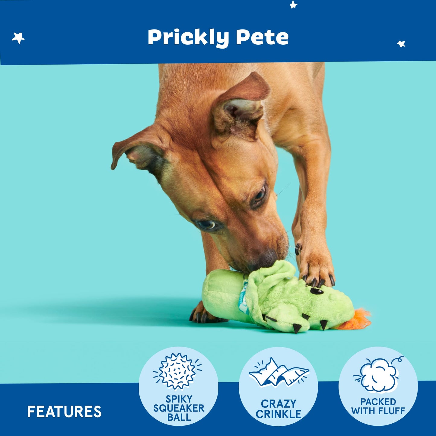 Barkbox BARK Prickly Pete Rip & Reveal Juguete masticable para perros y cachorros, pequeño