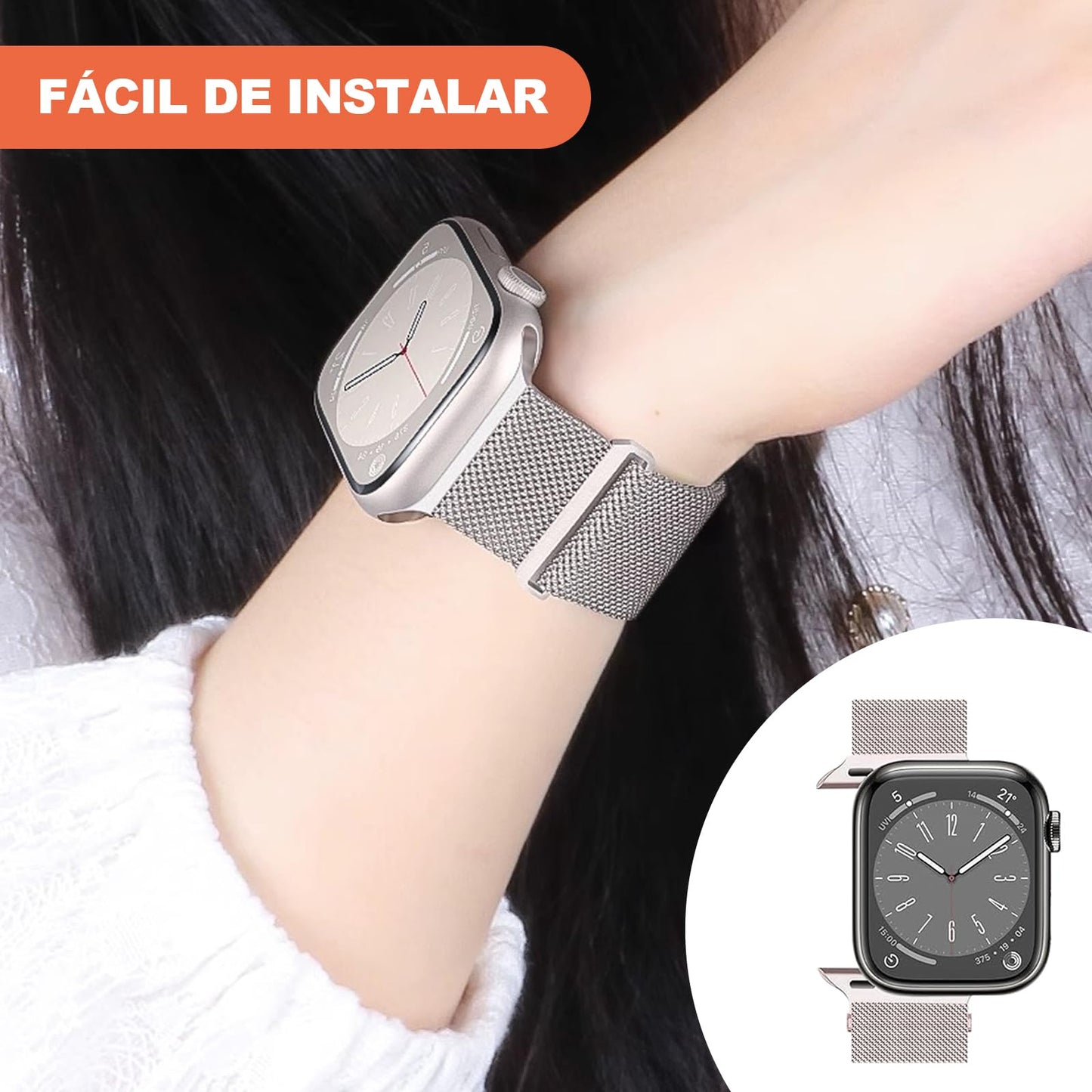 Correa Magnética Apple Watch Acero Inoxidable Milanese Loop para iWatch Ultra Series 10-1 SE, Paquete de 3 Piezas