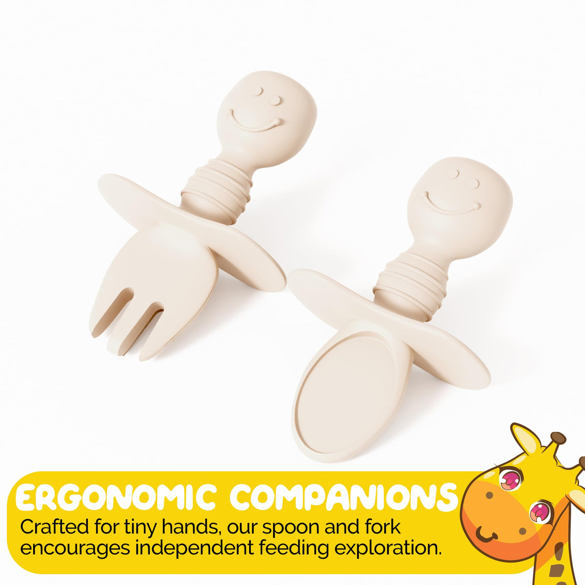 Muqee Peeko - Esencial de alimentación de bebé de silicona para niños pequeños en vainilla cálida con suministros de destete LED, incluyendo cuencos de bebé, platos de bebé y utensilios de silicona