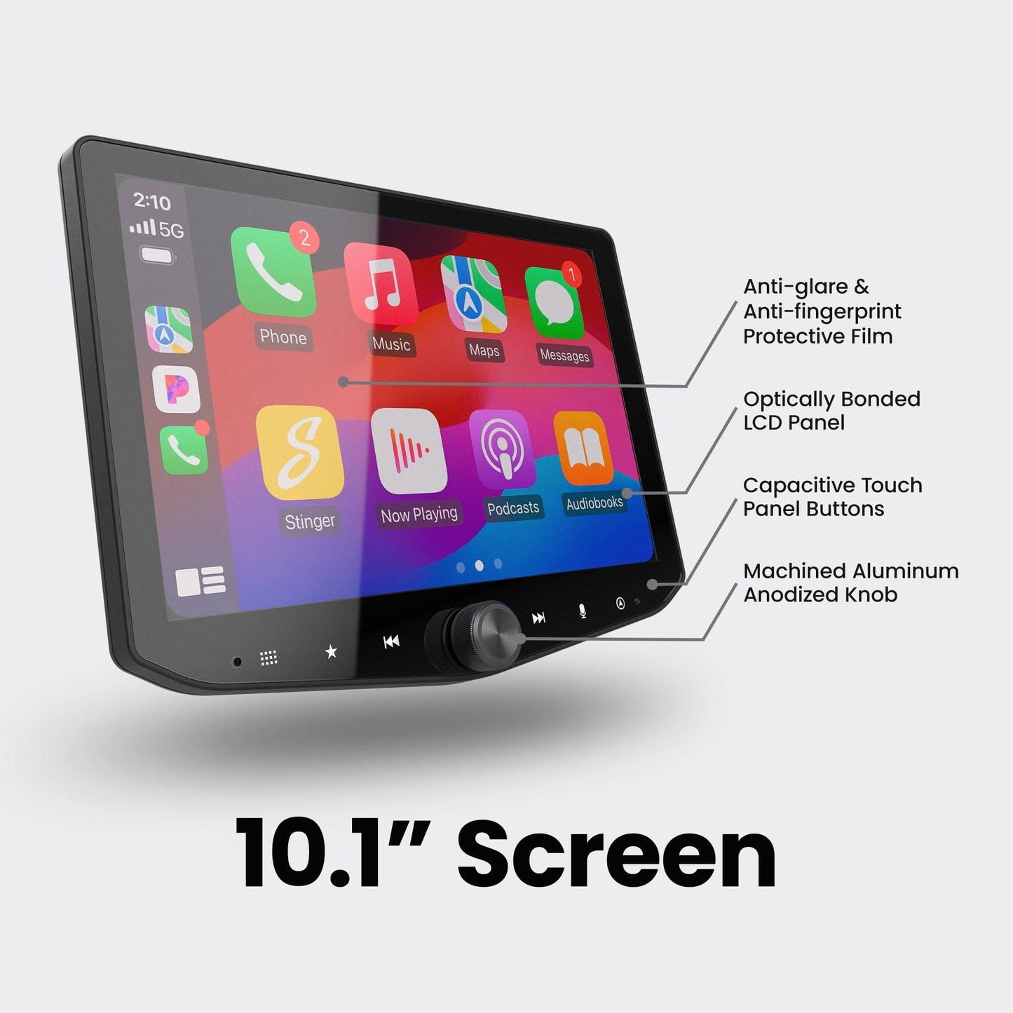Stinger HEIGH10+ Wrangler JK (2011-18) visualización táctil HD de 10.1 pulgadas, estéreo para coche, radio automática inalámbrica certificada Apple CarPlay/Android, unidad principal receptor Bluetooth