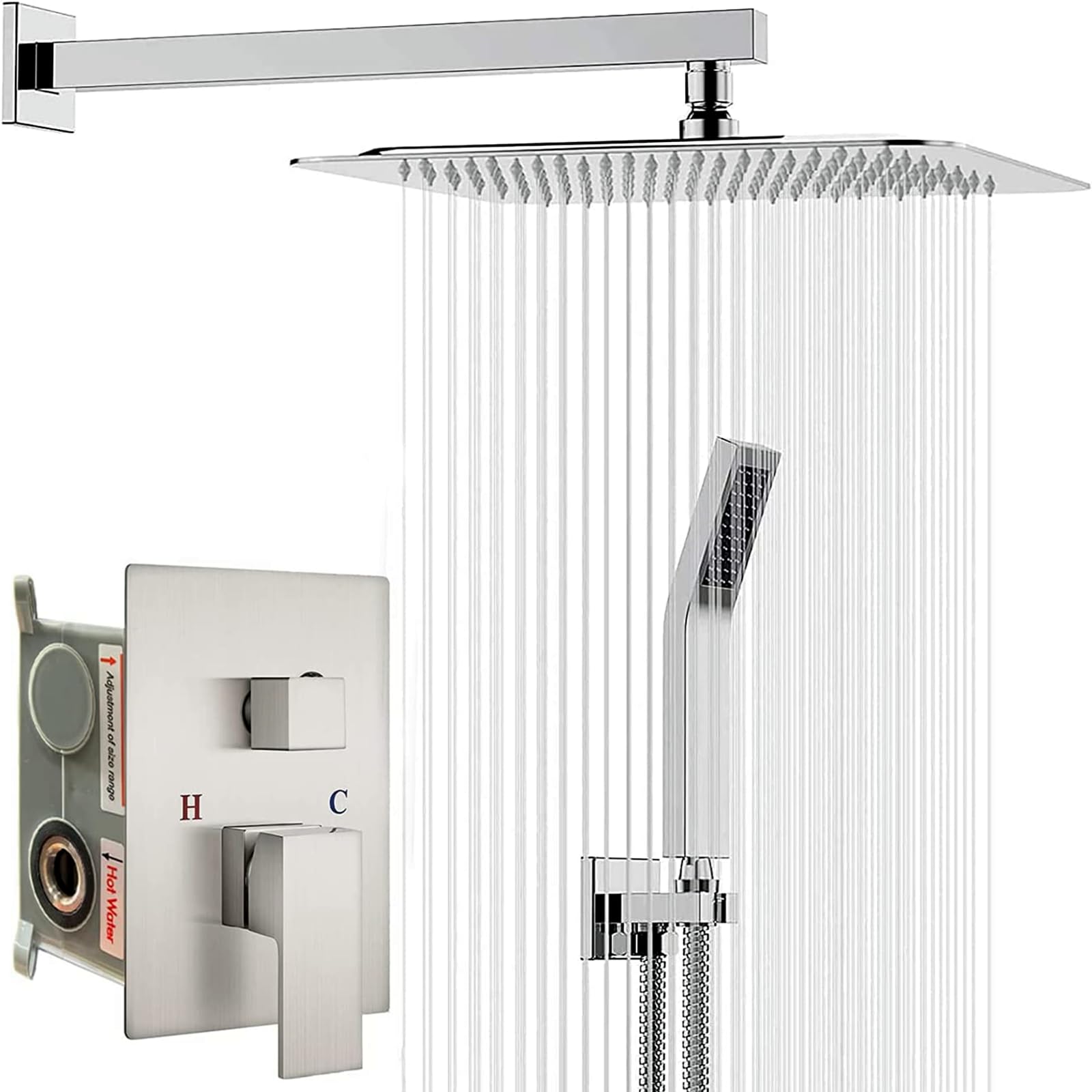 Sistema de Ducha TEKXDD Acero Inoxidable Alta Presión con Cabeza de Lluvia y Ducha de Mano