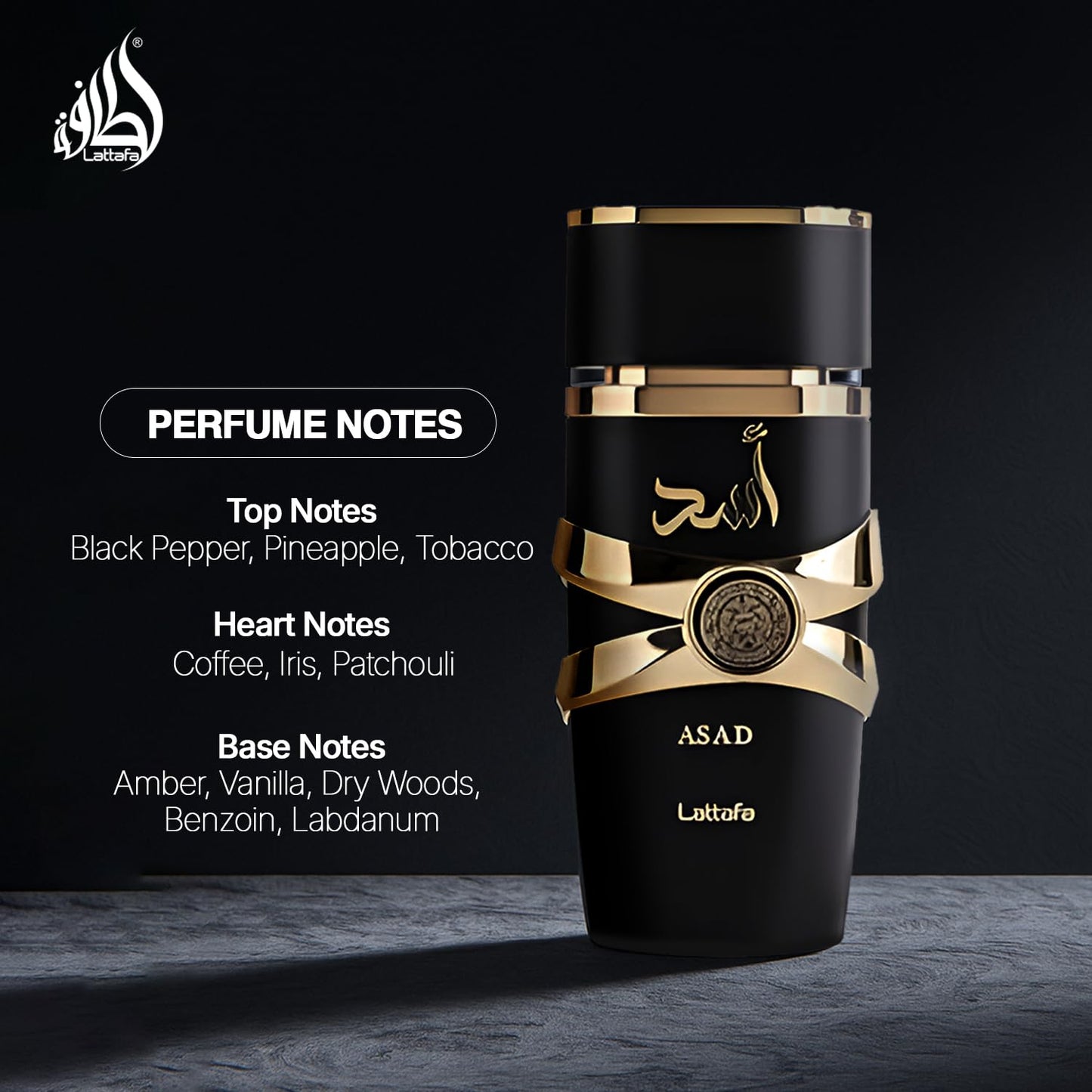Lattafa Asad Eau de Parfum Spray for Men, 3.4 Ounce