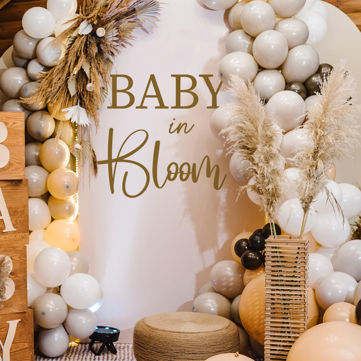 Letrero de decoración de pared para embarazo, diseño de bebé en flor para fiesta con texto en inglés "Baby in Bloom"