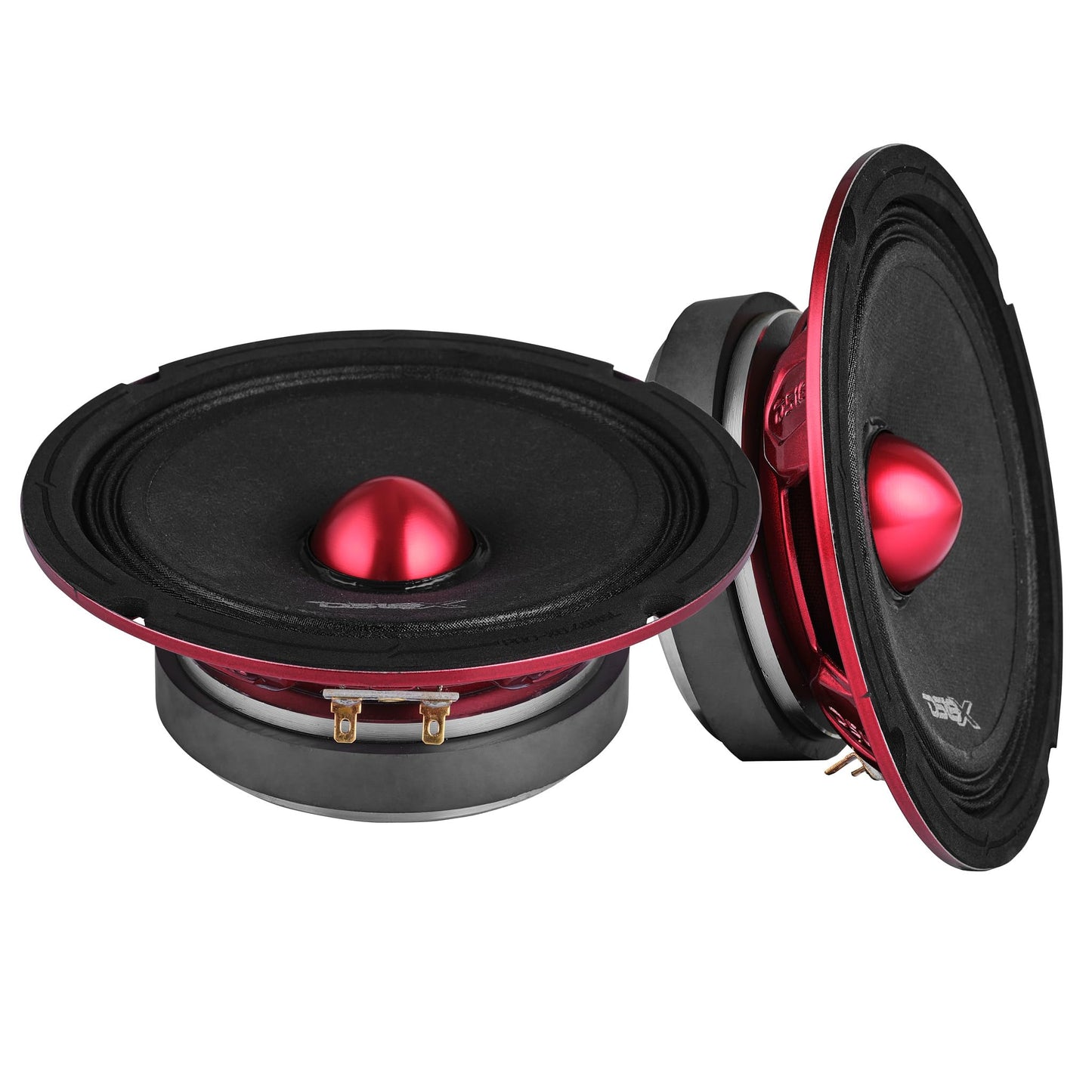 DS18 Pro-X6.4BMSL Slim Loudspeaker - 6.5", Midrange, Red Aluminum Bullet, 500W MAX, 250W RMS, 4 Ohms - Premium Quality Audio Door Speakers for Car or Truck Stereo Sound System (1 Speaker)