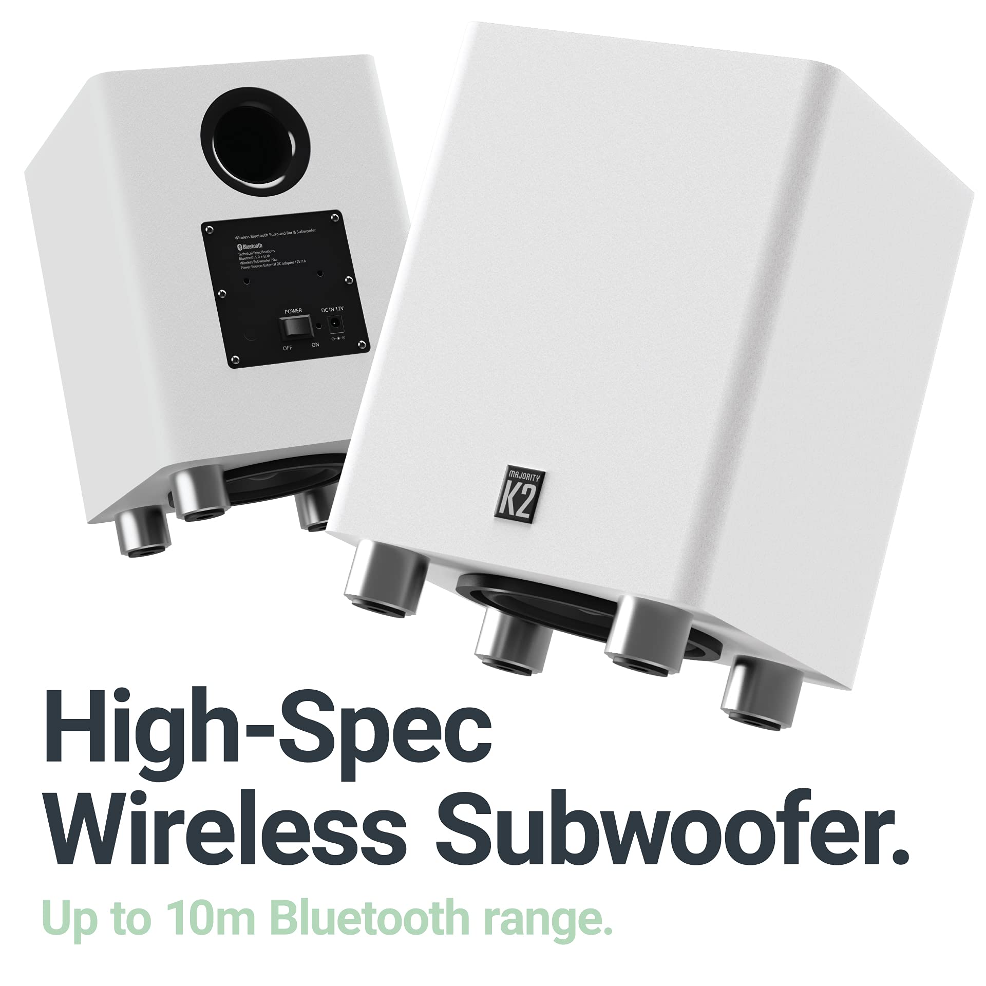 Majority K2 - Barra de sonido con subwoofer | 150 W potente barra de sonido estéreo de 2.1 canales para TV | Sonido envolvente 3D de cine en casa I HDMI ARC, Bluetooth, conexión óptica y RCA I USB y