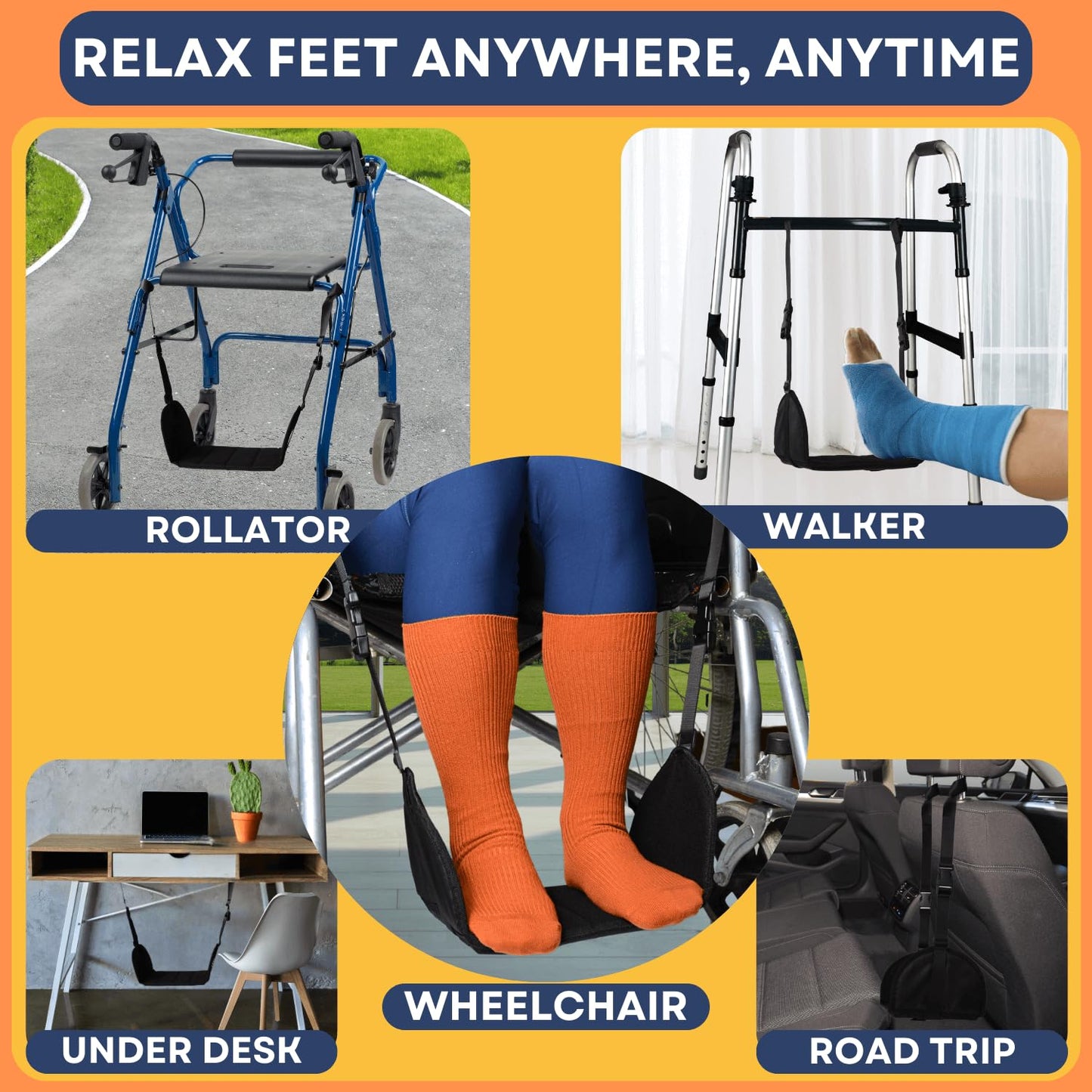 Caredgitz Reposapiés Tipo Hamaca Para Silla De Ruedas, Reposapiernas Antiaplastamiento, Reposapiés De Repuesto Con Altura Ajustable, Soporte Para Piernas Tipo Hamaca Con Base Blanda, Accesorios Esenci