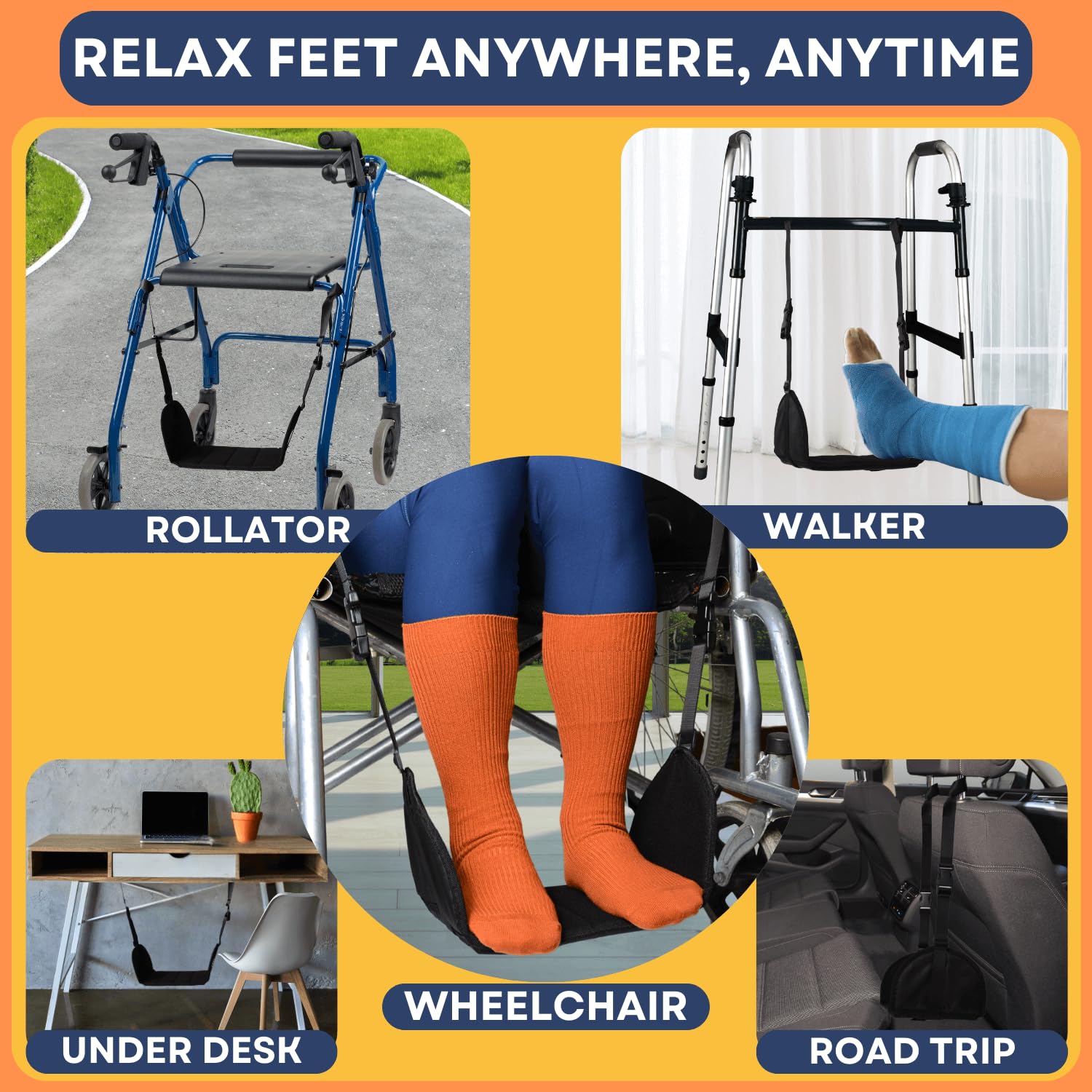 Caredgitz Reposapiés Tipo Hamaca Para Silla De Ruedas, Reposapiernas Antiaplastamiento, Reposapiés De Repuesto Con Altura Ajustable, Soporte Para Piernas Tipo Hamaca Con Base Blanda, Accesorios Esenci