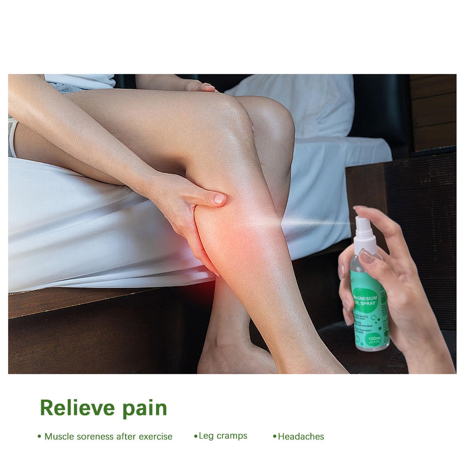 Saluaqui Spray de Aceite de Magnesio de 100 Ml Aceite en Aerosol de Magnesio Puro para Aliviar los Músculos Cansados, Niebla de Magnesio de Rápida Absorción, Spray de Relajación