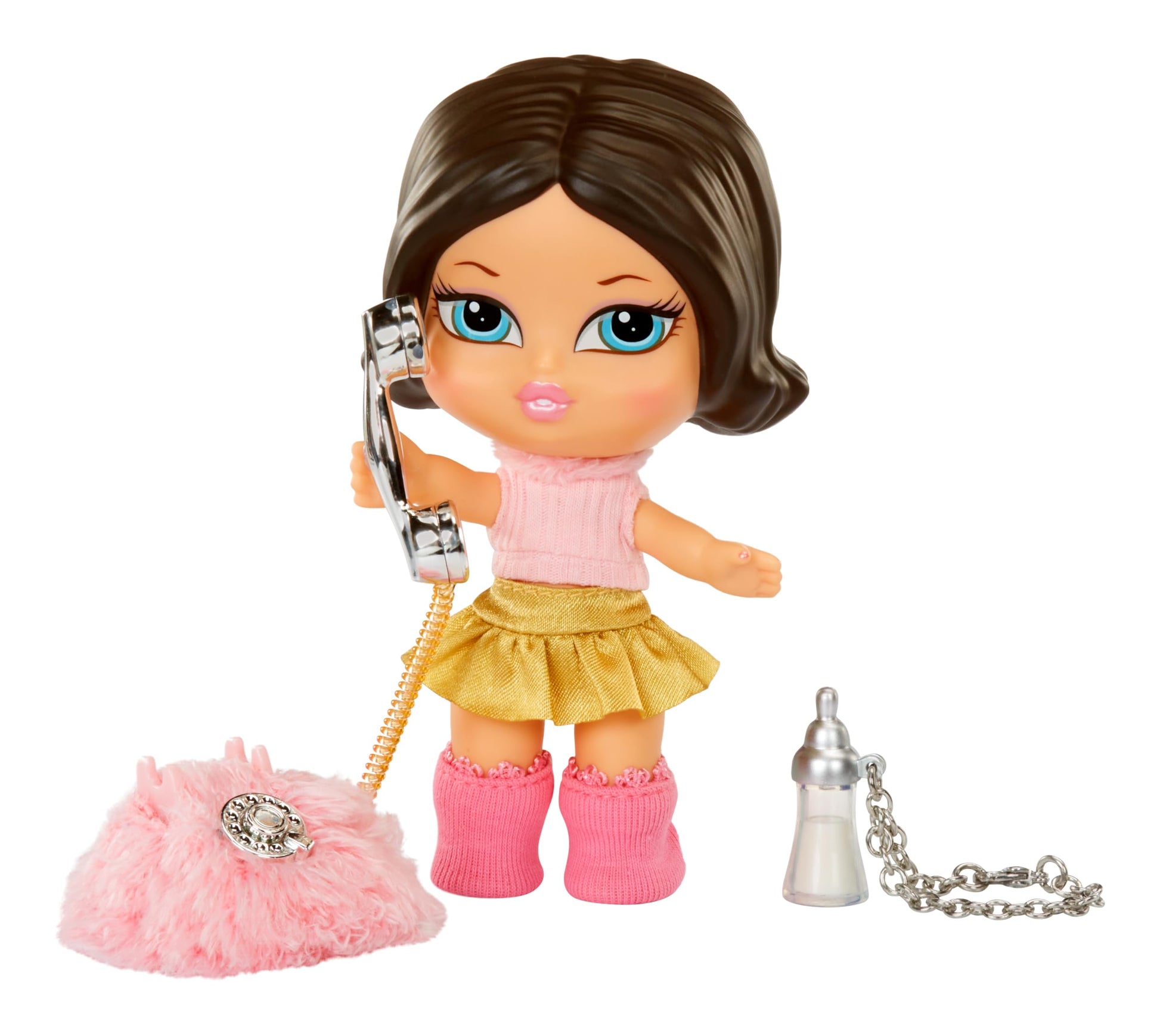 Bratz Babyz Runwayz - Dana - 1 Muñeca de Moda Coleccionable con Conjunto Elegante, Muñeca Bebé con Collar Que Funciona como Llavero - Juguete Infantil - Ideal para Niños y Niñas Mayores de 6 Años