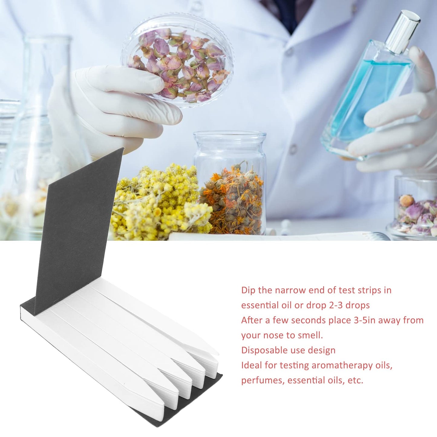 Papel de Prueba de Fragancias para Perfume: Pack de 100 Tiras con Cubierta Negra