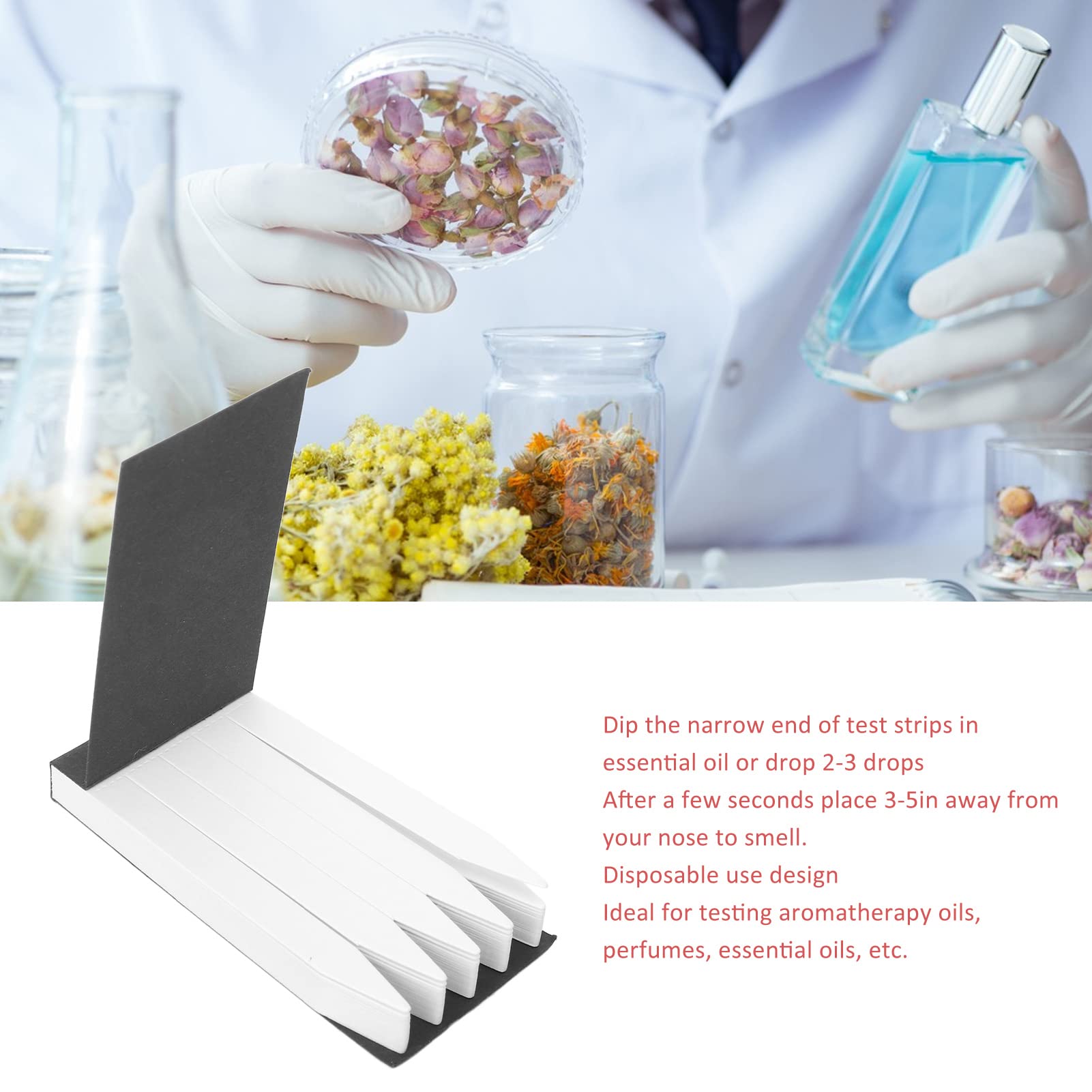 Papel de Prueba de Fragancias para Perfume: Pack de 100 Tiras con Cubierta Negra