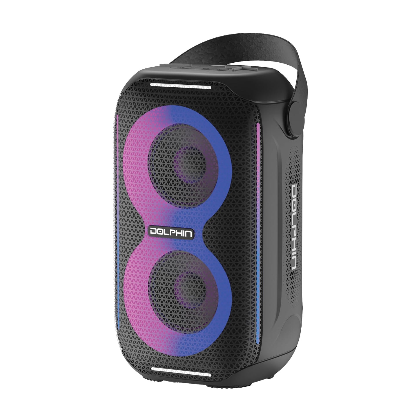 Dolphin New! Altavoz portátil impermeable para fiesta S20: diseño compacto, espectáculo de luz HD, ideal para playa, piscina, ducha, camping, todas las aventuras al aire última intervensión (negro)