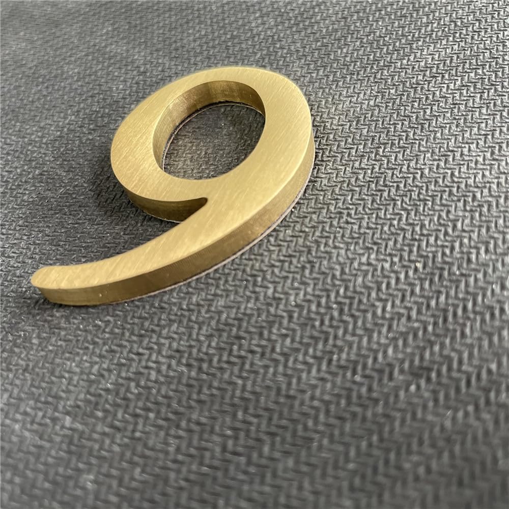 BWRMHME - Pegatina de latón de 2.6 pulgadas, letras inglesas, adorno de letras del alfabeto de metal, letras y números autoadhesivos, señalización de dirección de casa, números de puerta, herramientas