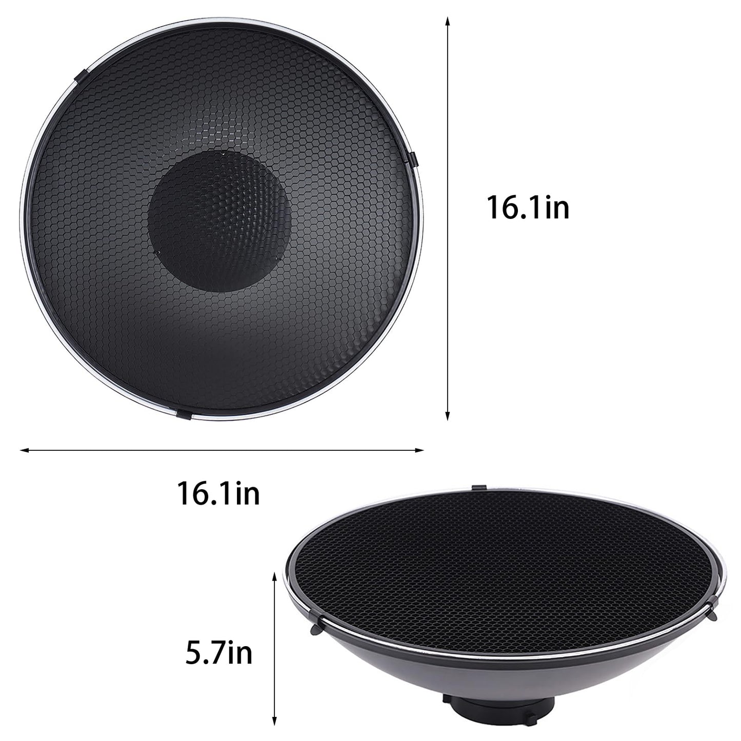 Andoer Bowens - Difusor Reflector para Platos de Belleza de 16 Pulgadas + Rejilla de Panal + Tela Suave Interior Blanco para Estudio fotográfico Bowens luz estroboscópica Speedlite
