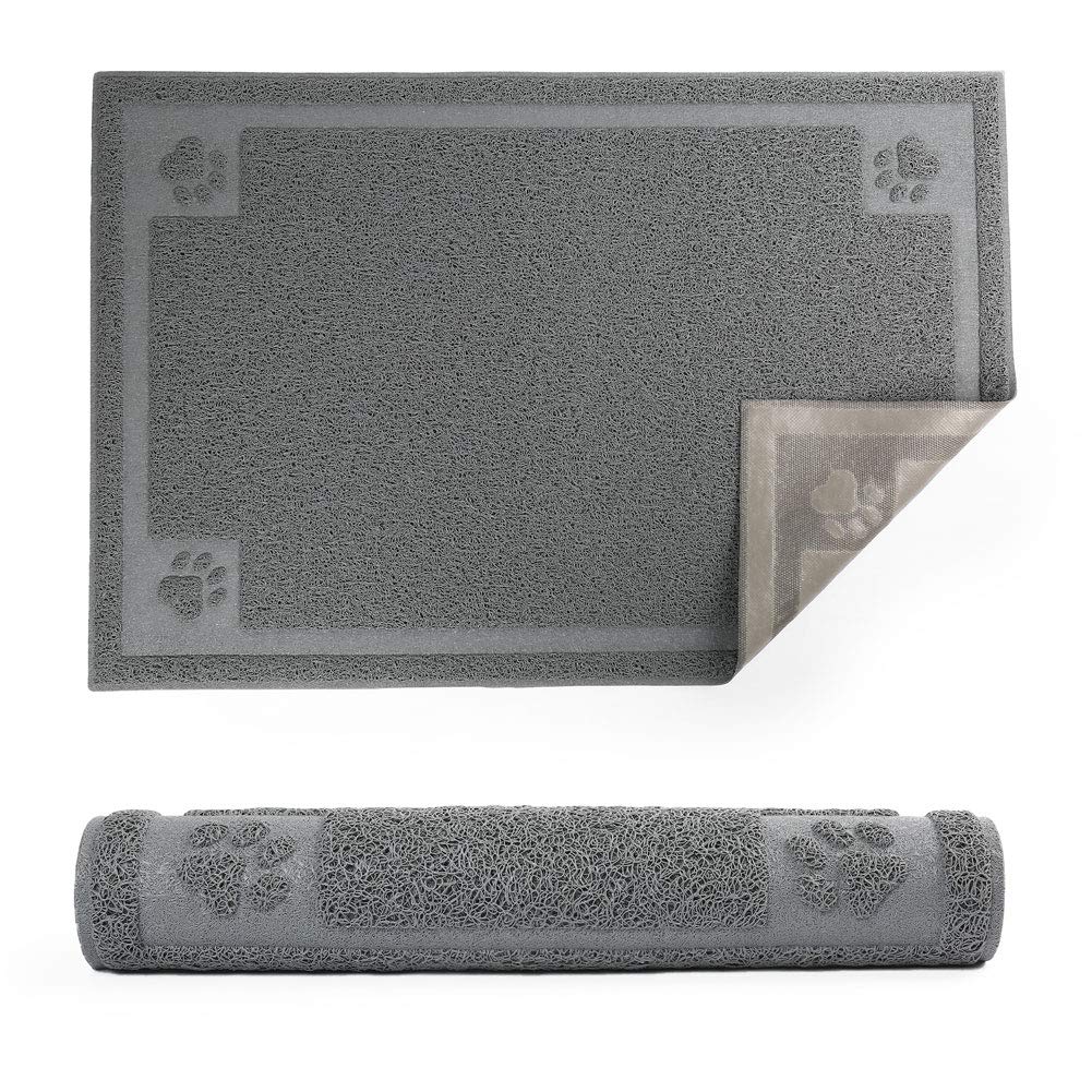 Tapete Impermeable PrimePets Gris 35 x 24 Pulgadas para Comida de Perro y Gato