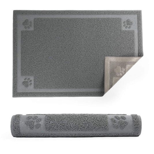 Tapete Impermeable PrimePets Gris 35 x 24 Pulgadas para Comida de Perro y Gato
